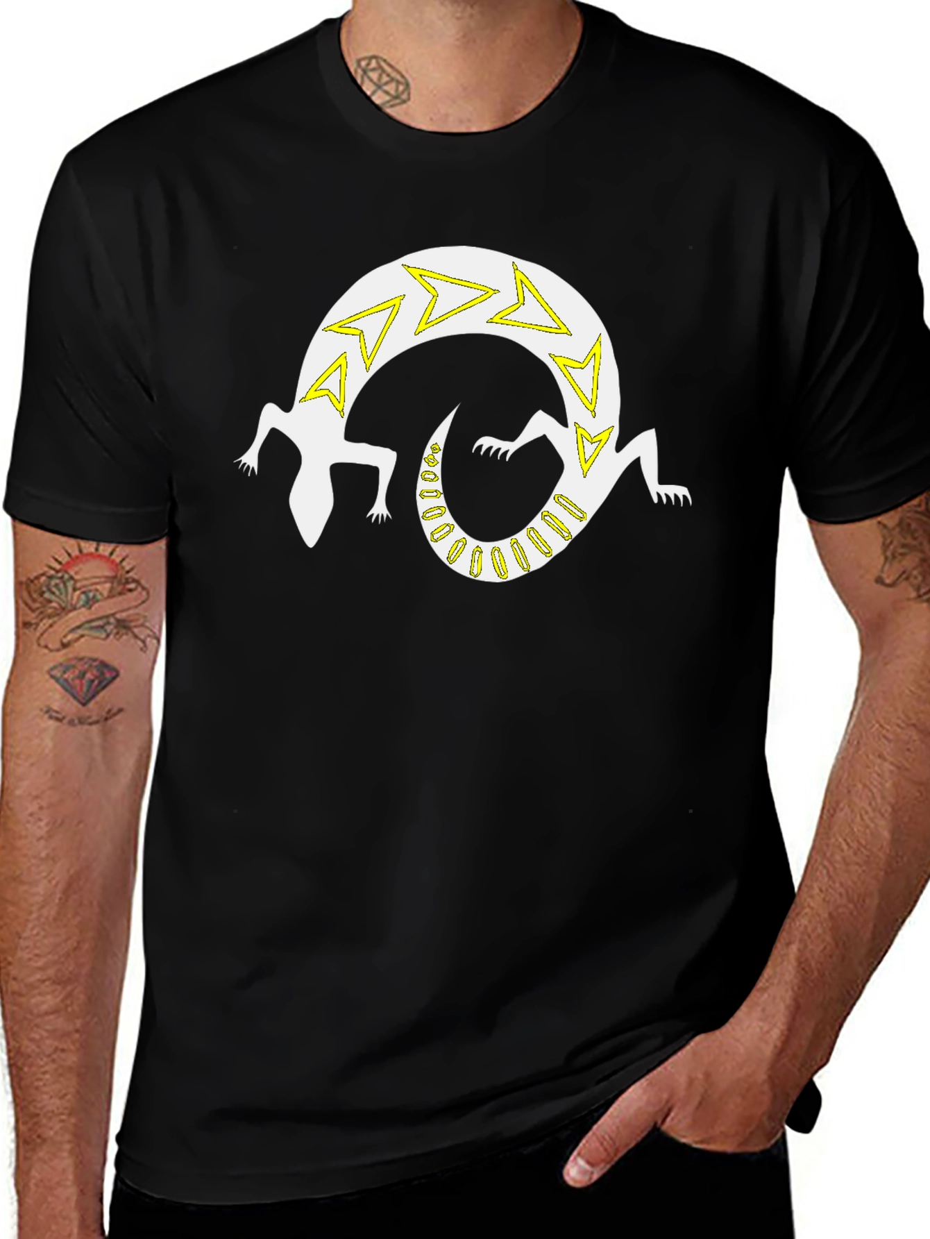 Black Graphic Tee - Lizard Design
