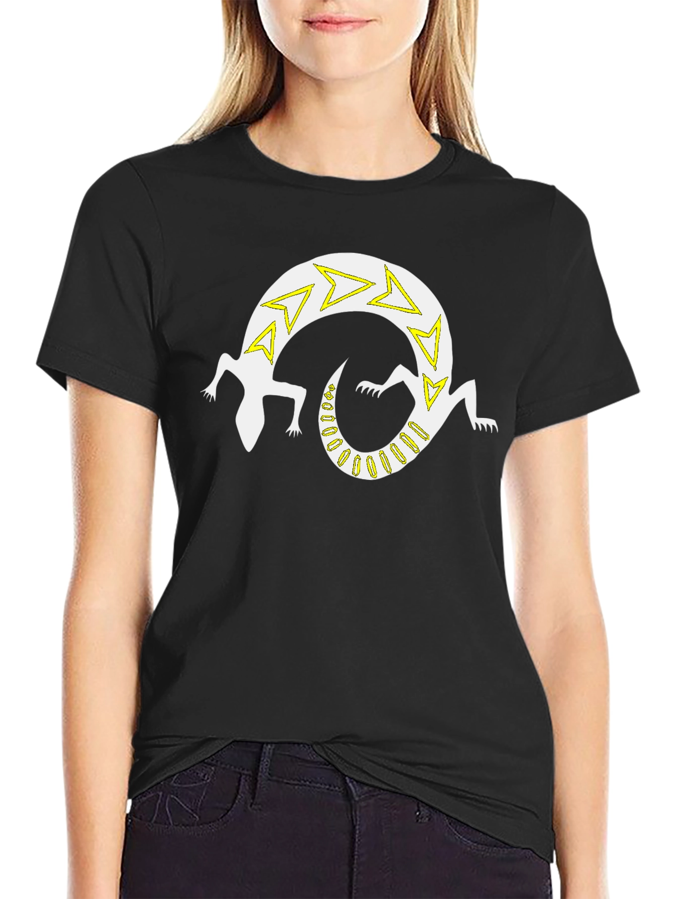Black Graphic Tee - Lizard Design