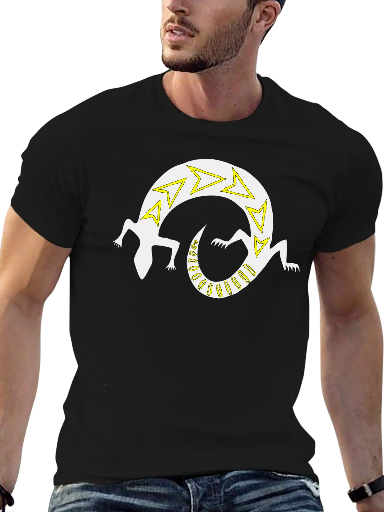 Black Graphic Tee - Lizard Design