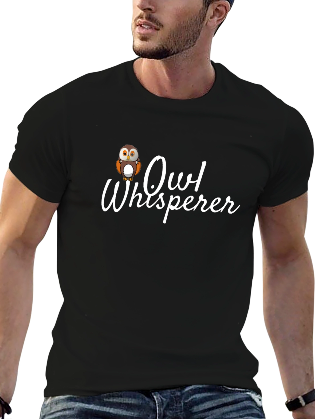 Owl Whisperer Graphic Tee - Black Cotton T-Shirt