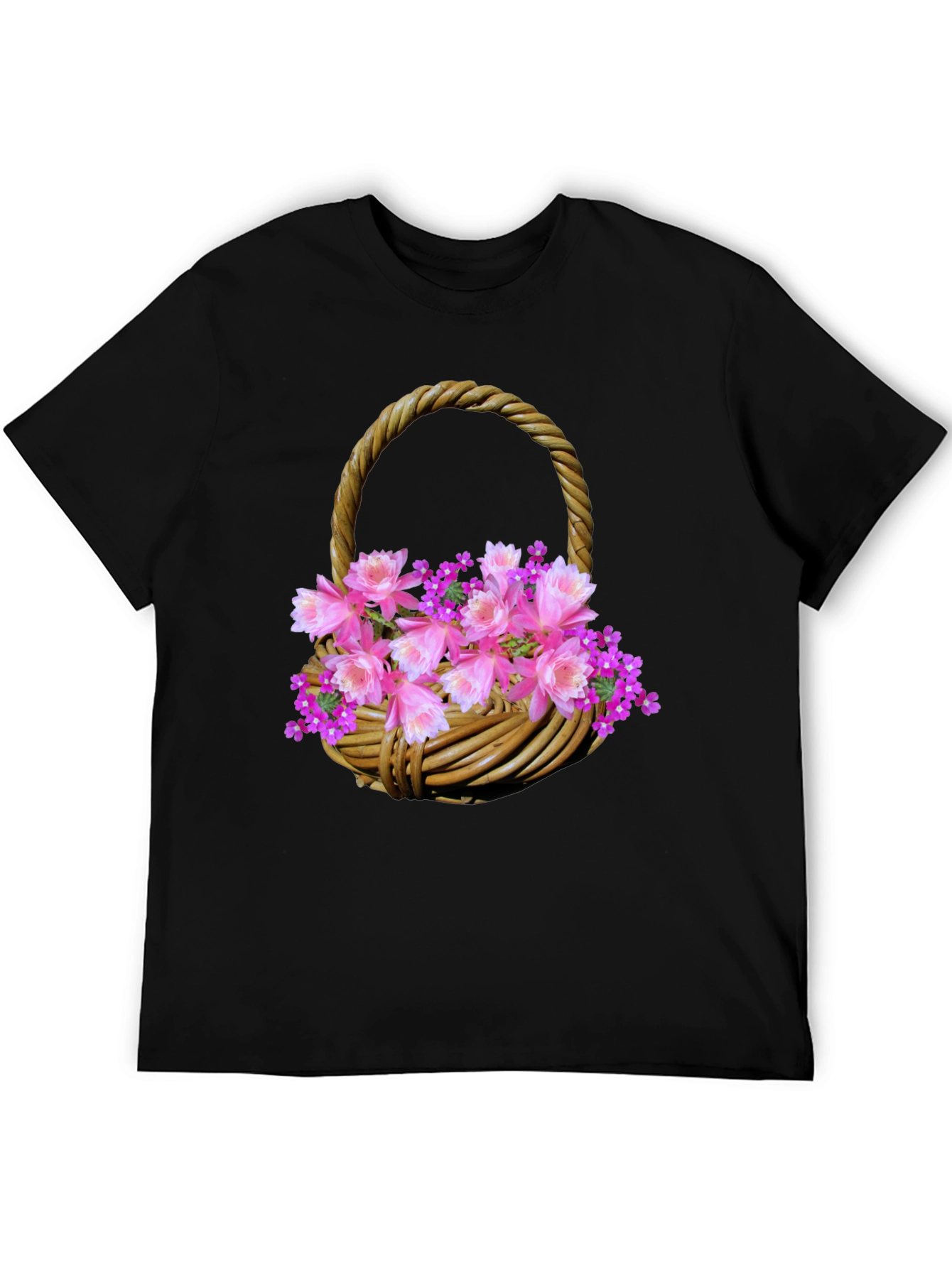 Floral Basket Graphic Tee - Stylish Mens T-Shirt