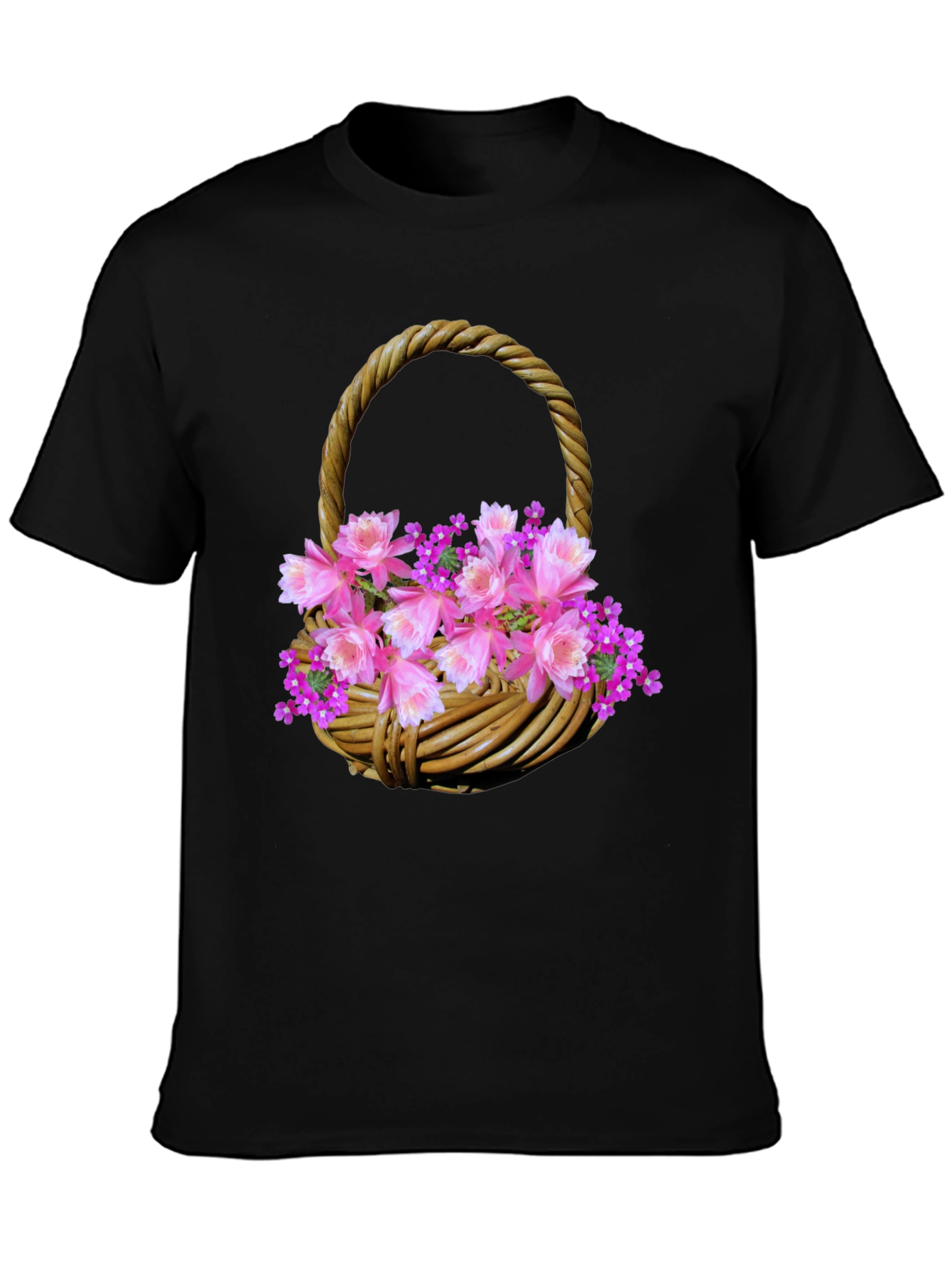 Floral Basket Graphic Tee - Stylish Mens T-Shirt