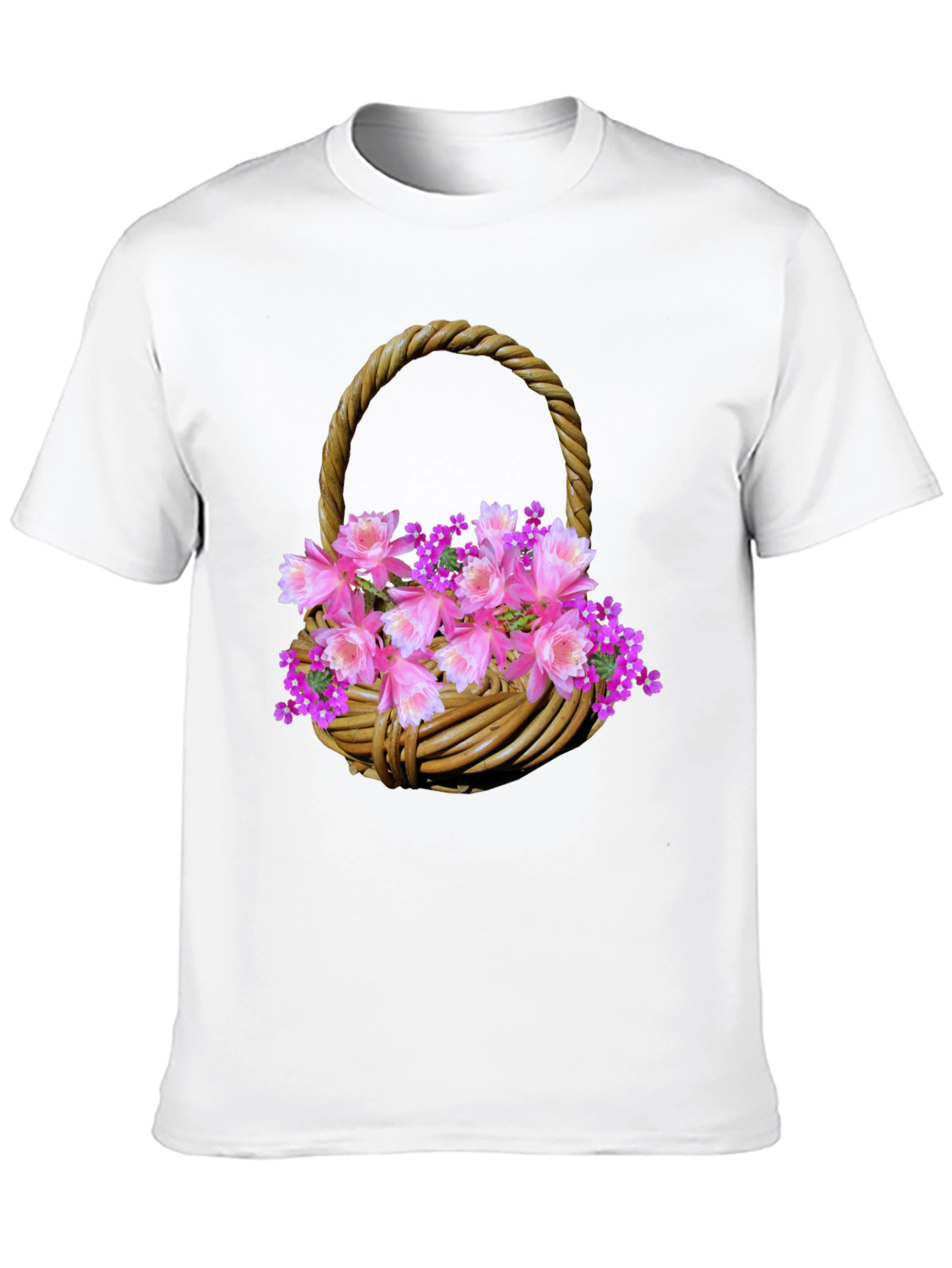 Floral Basket Graphic Tee - Stylish Mens T-Shirt