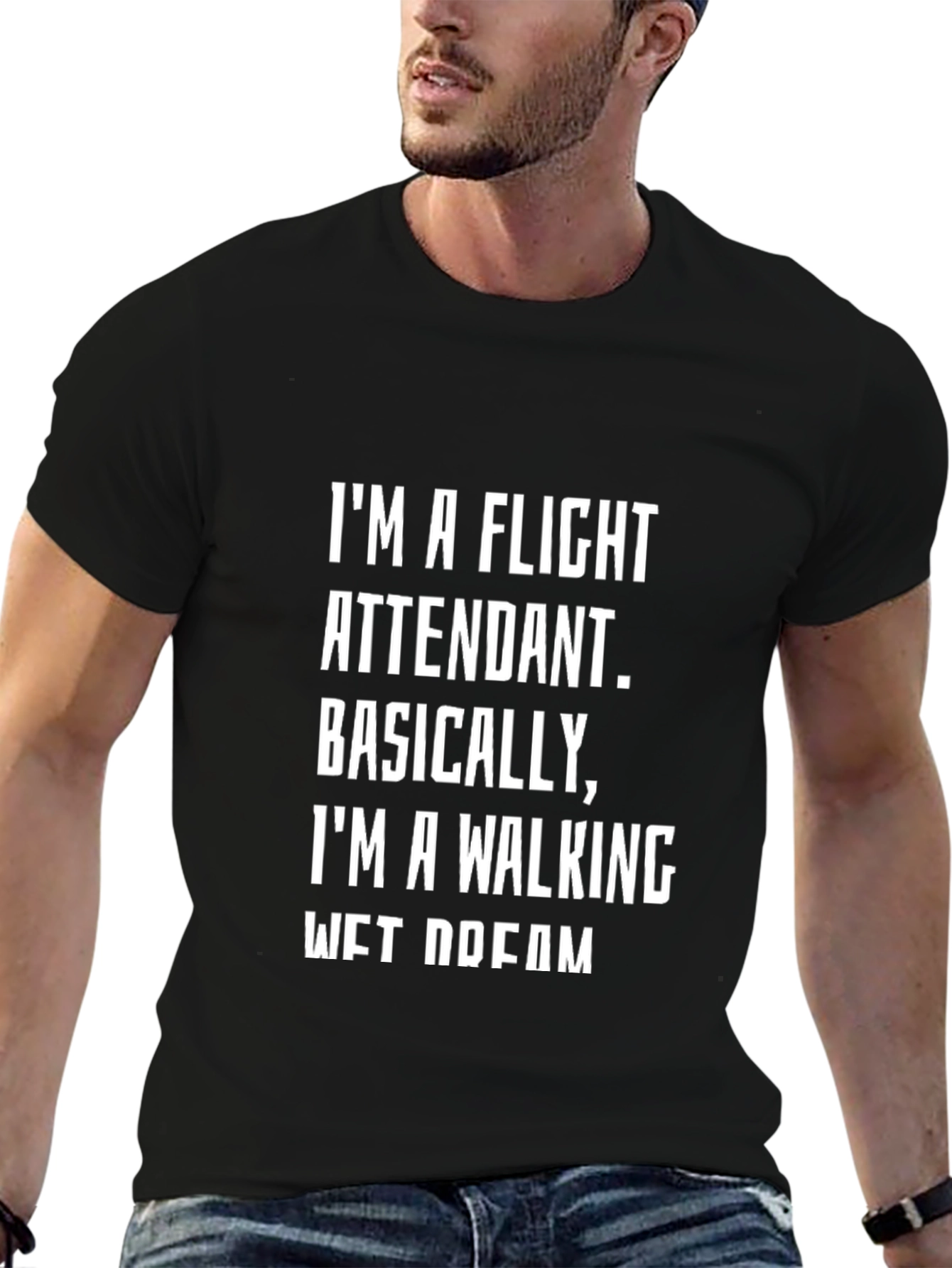 Flight Attendant Wet Dream Black T-Shirt