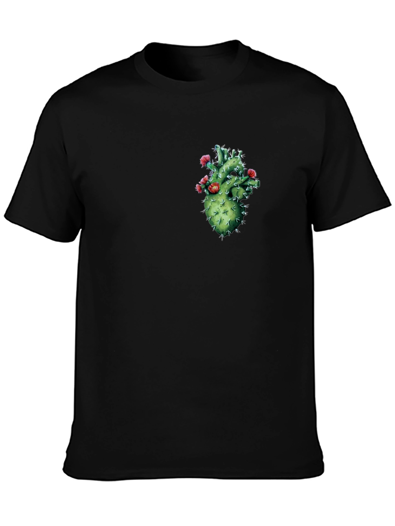 Cactus Heart Graphic Black T-Shirt