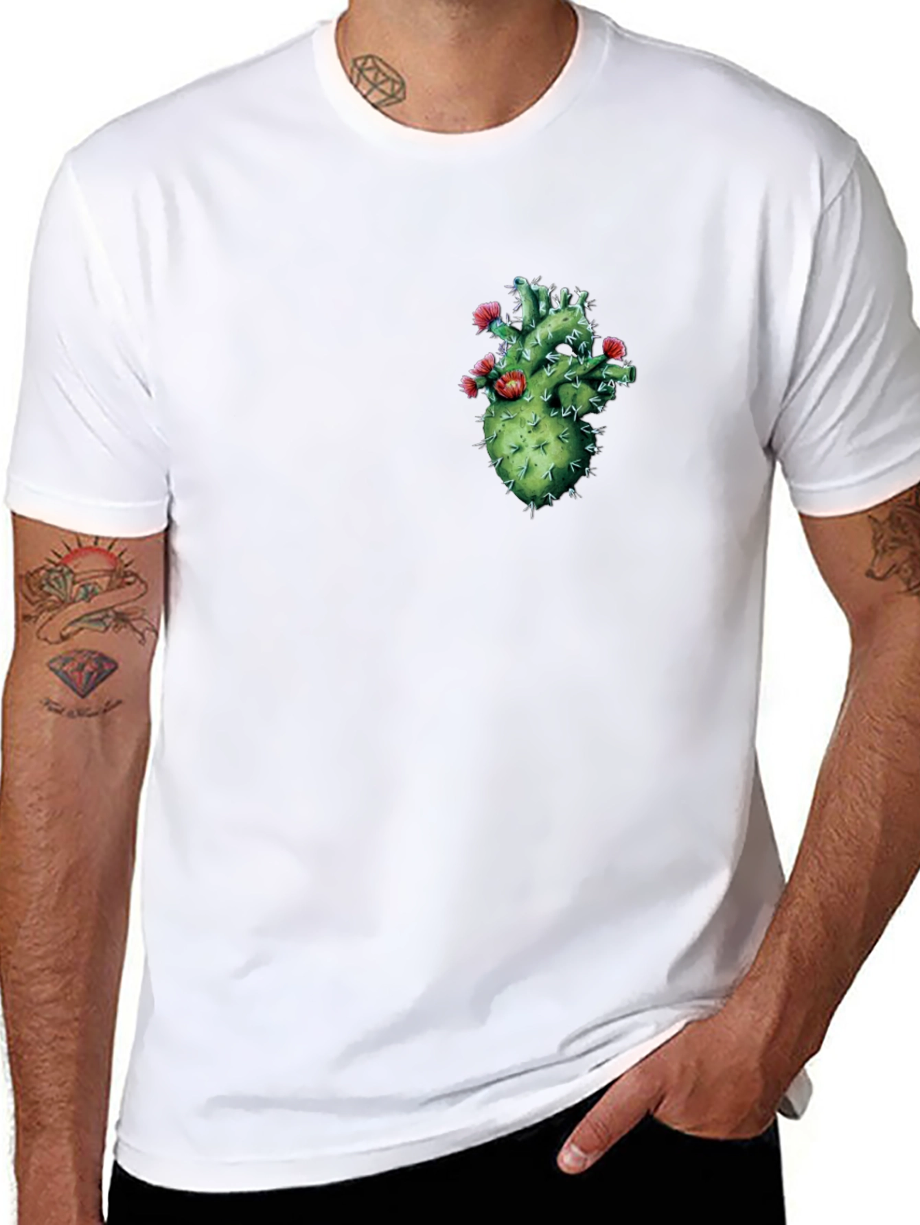 Cactus Heart Graphic Black T-Shirt