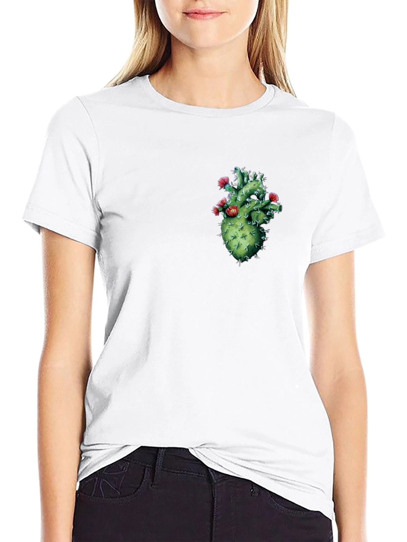 Cactus Heart Graphic Black T-Shirt