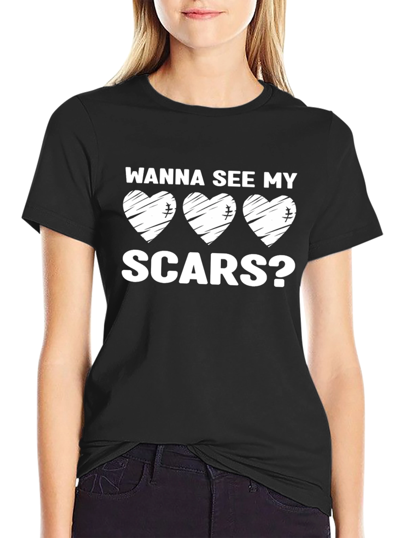 Wanna See My Scars? Heart Graphic T-Shirt