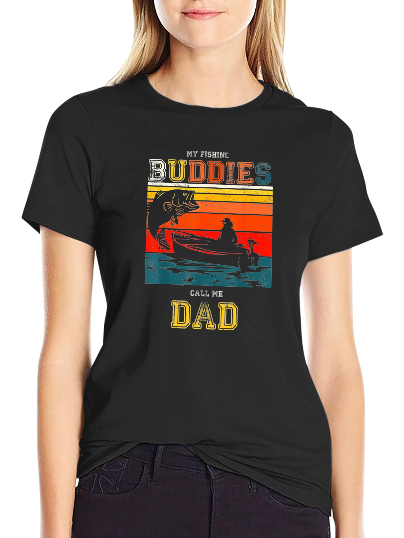 My Fishing Buddies Call Me Dad Black T-Shirt