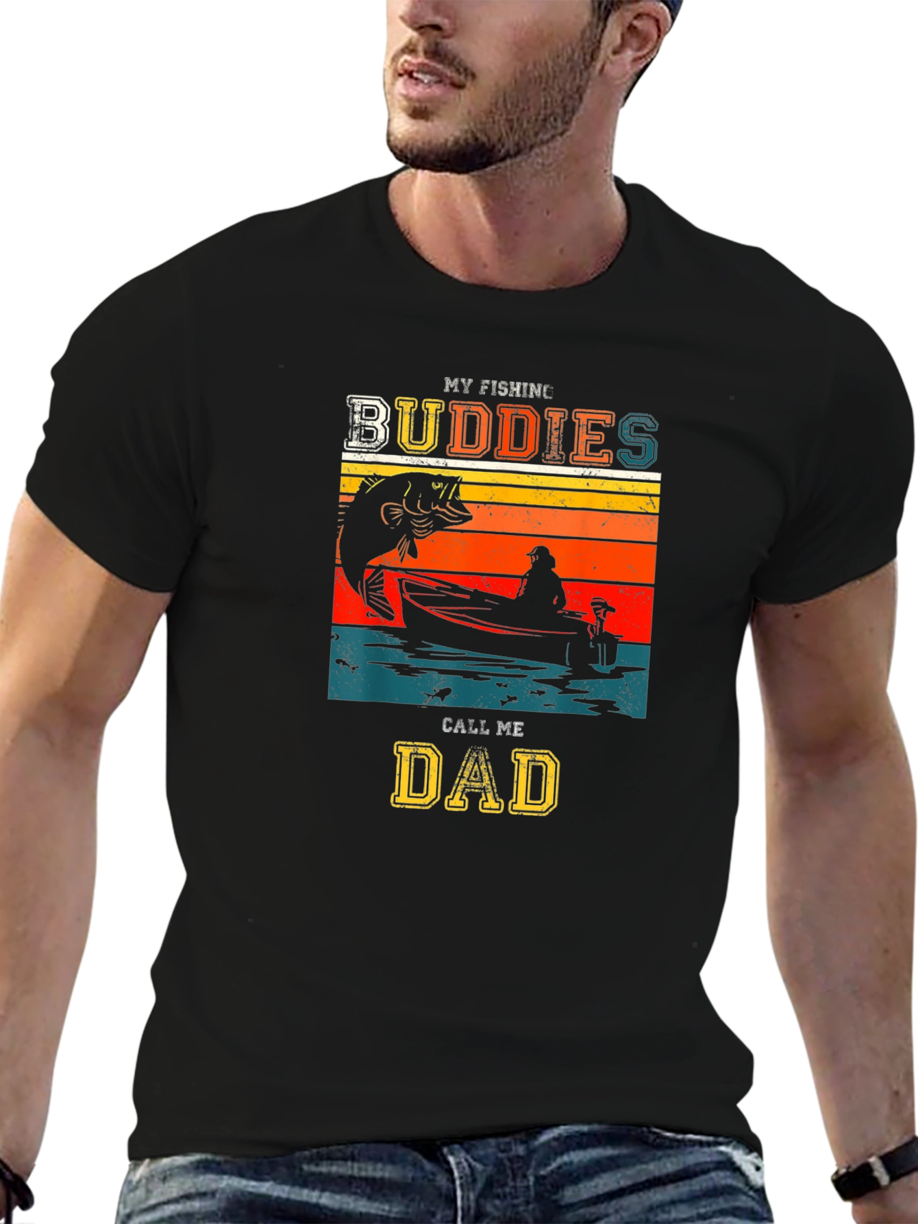 My Fishing Buddies Call Me Dad Black T-Shirt