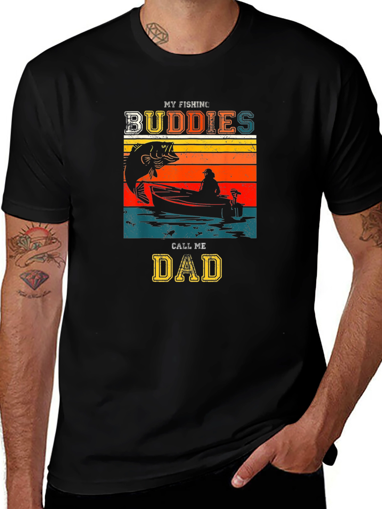 My Fishing Buddies Call Me Dad Black T-Shirt