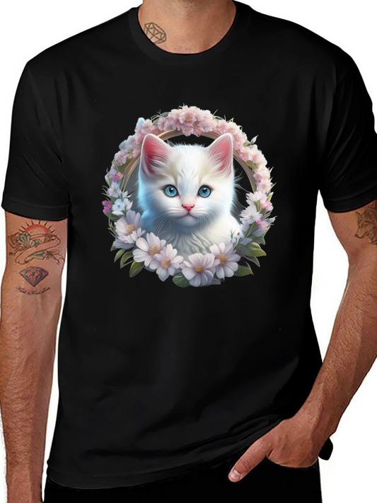 Cat & Floral Wreath Graphic Tee