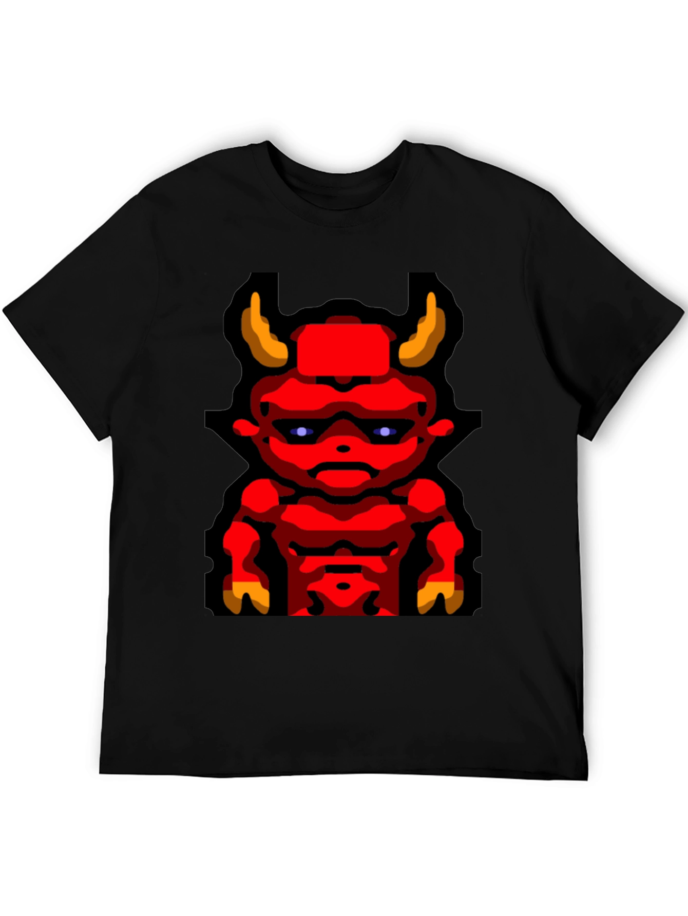 Retro Pixel Devil Graphic T-Shirt - Black