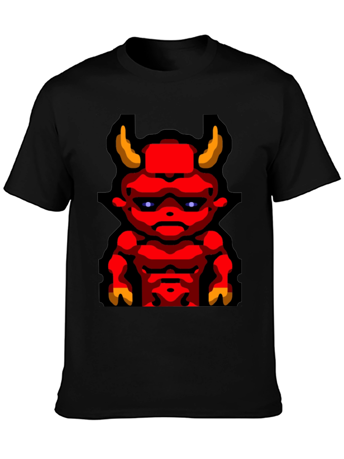 Retro Pixel Devil Graphic T-Shirt - Black