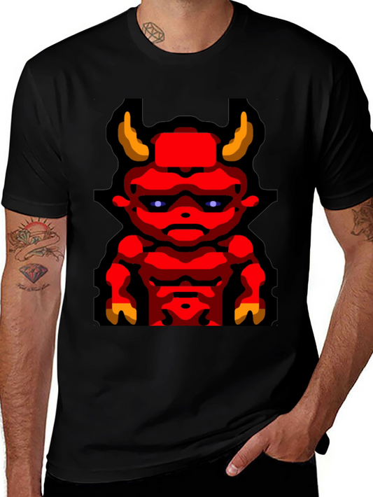 Retro Pixel Devil Graphic T-Shirt - Black