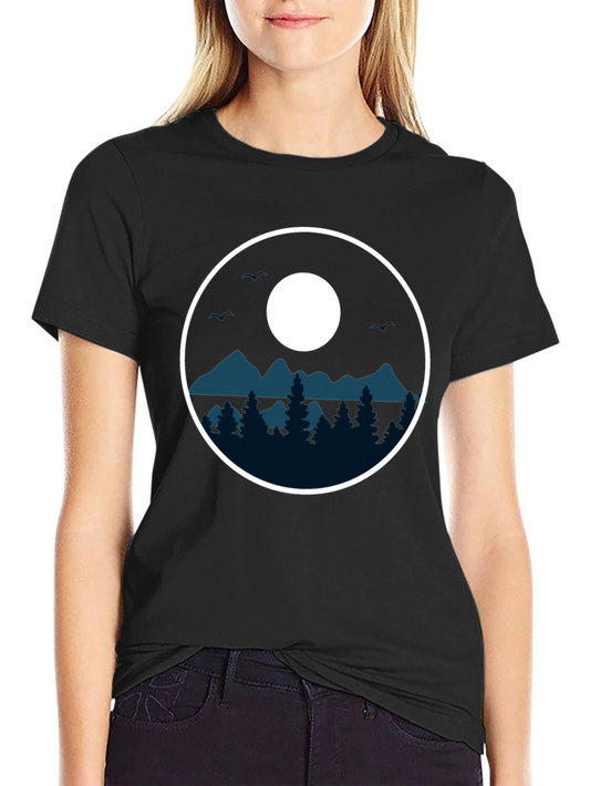 Nature Circle Graphic Tee - Black Casual Shirt