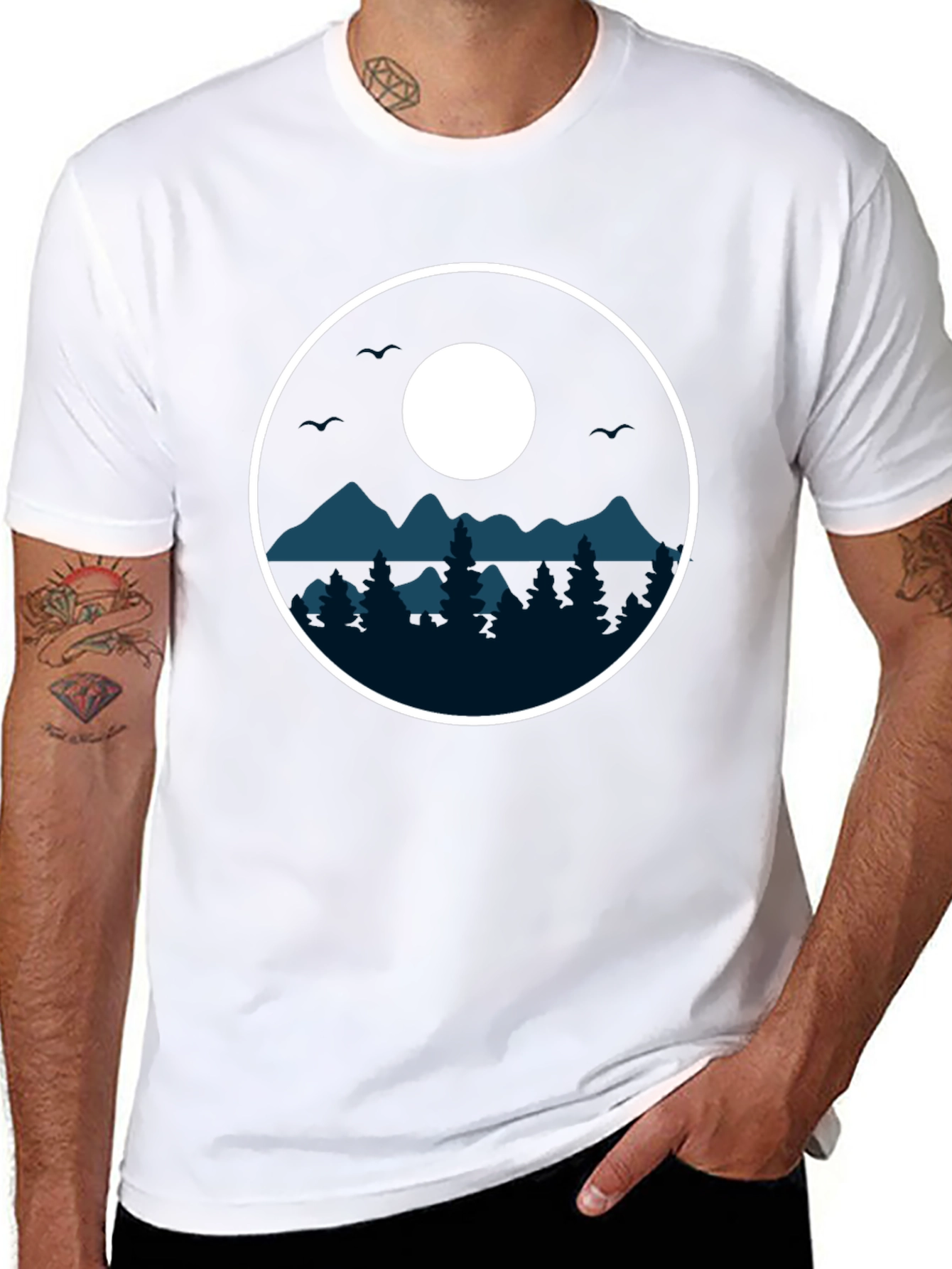 Nature Circle Graphic Tee - Black Casual Shirt