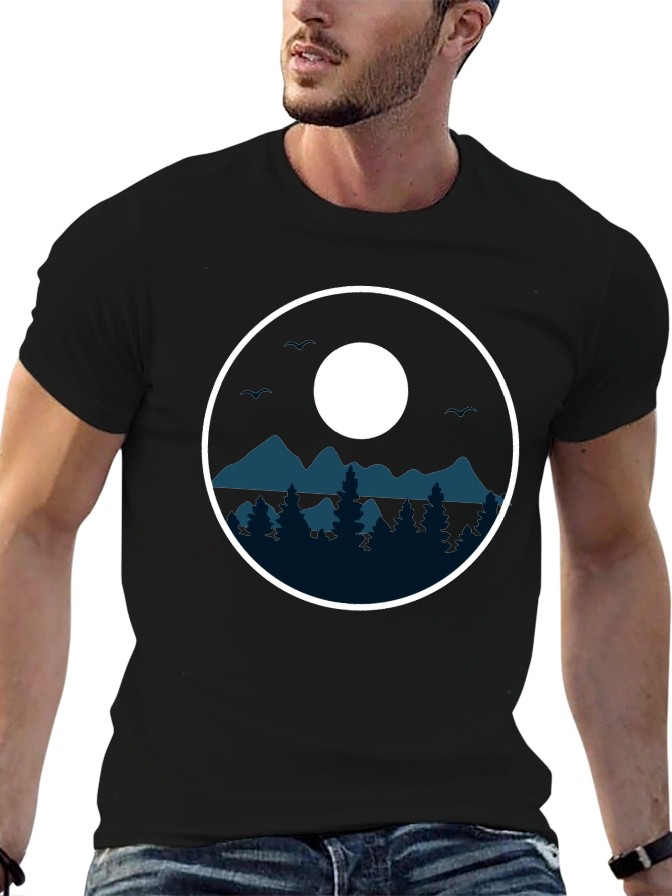 Nature Circle Graphic Tee - Black Casual Shirt