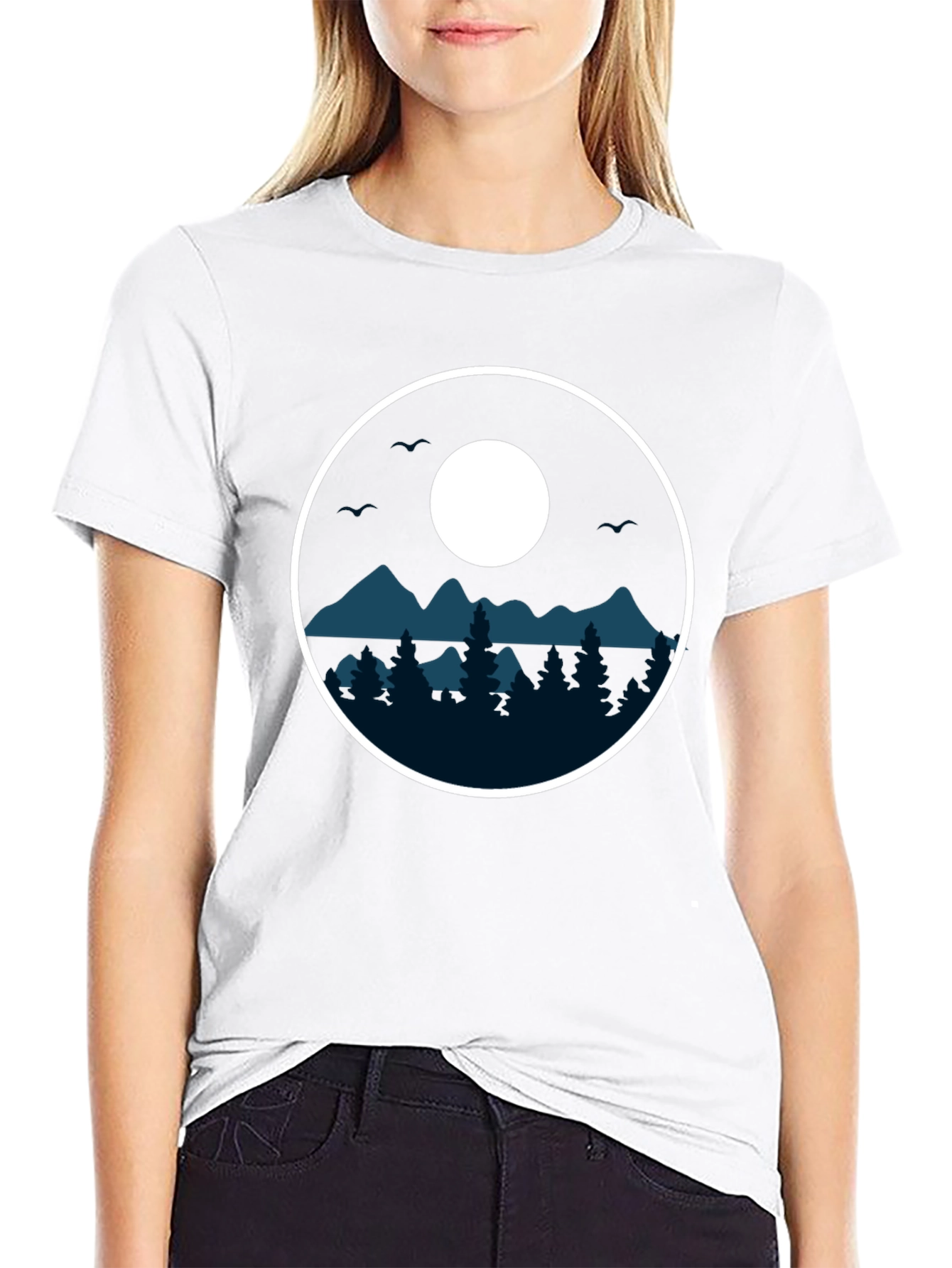 Nature Circle Graphic Tee - Black Casual Shirt