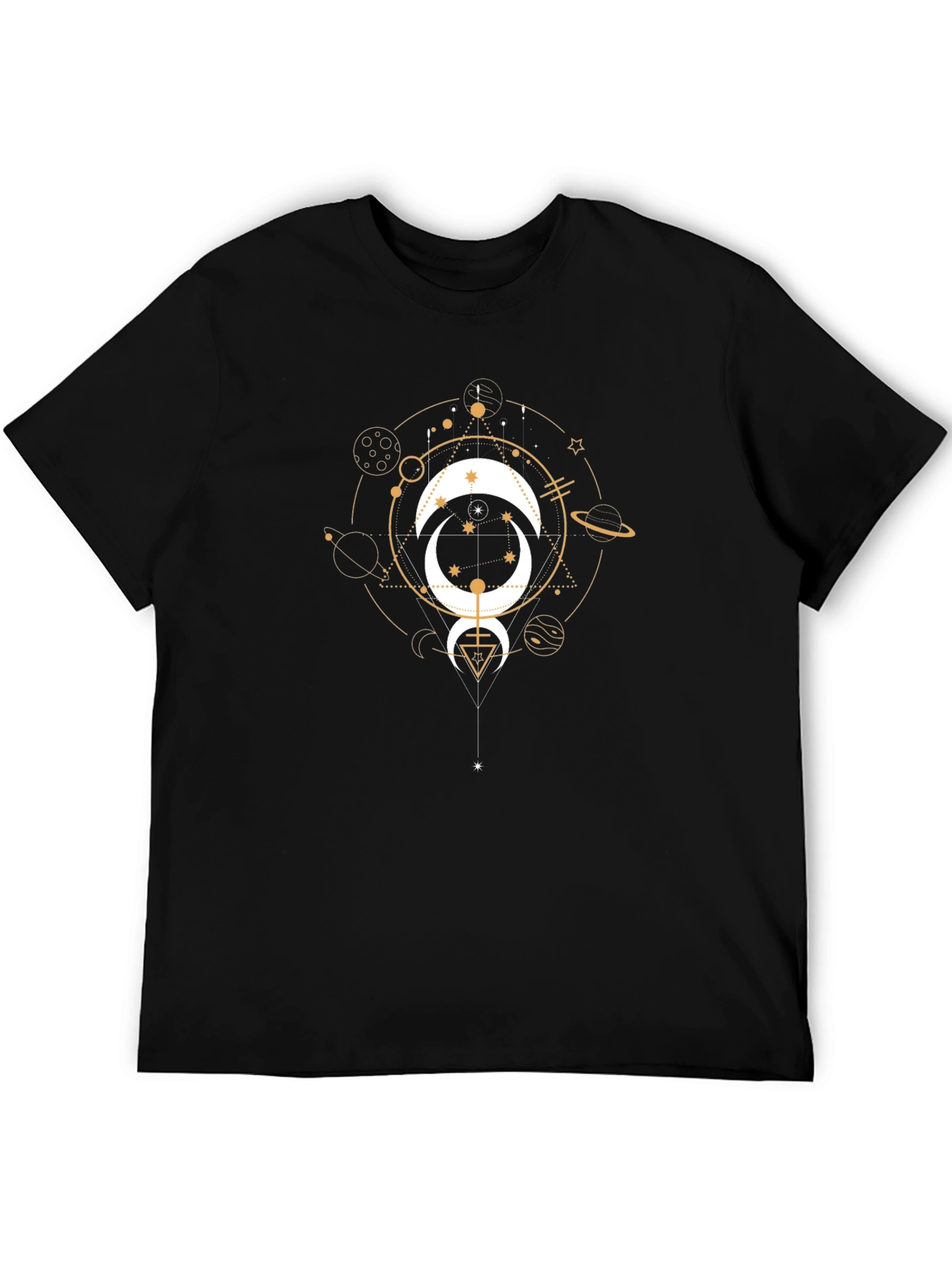 Celestial Moon Graphic Tee - Black Cotton T-Shirt