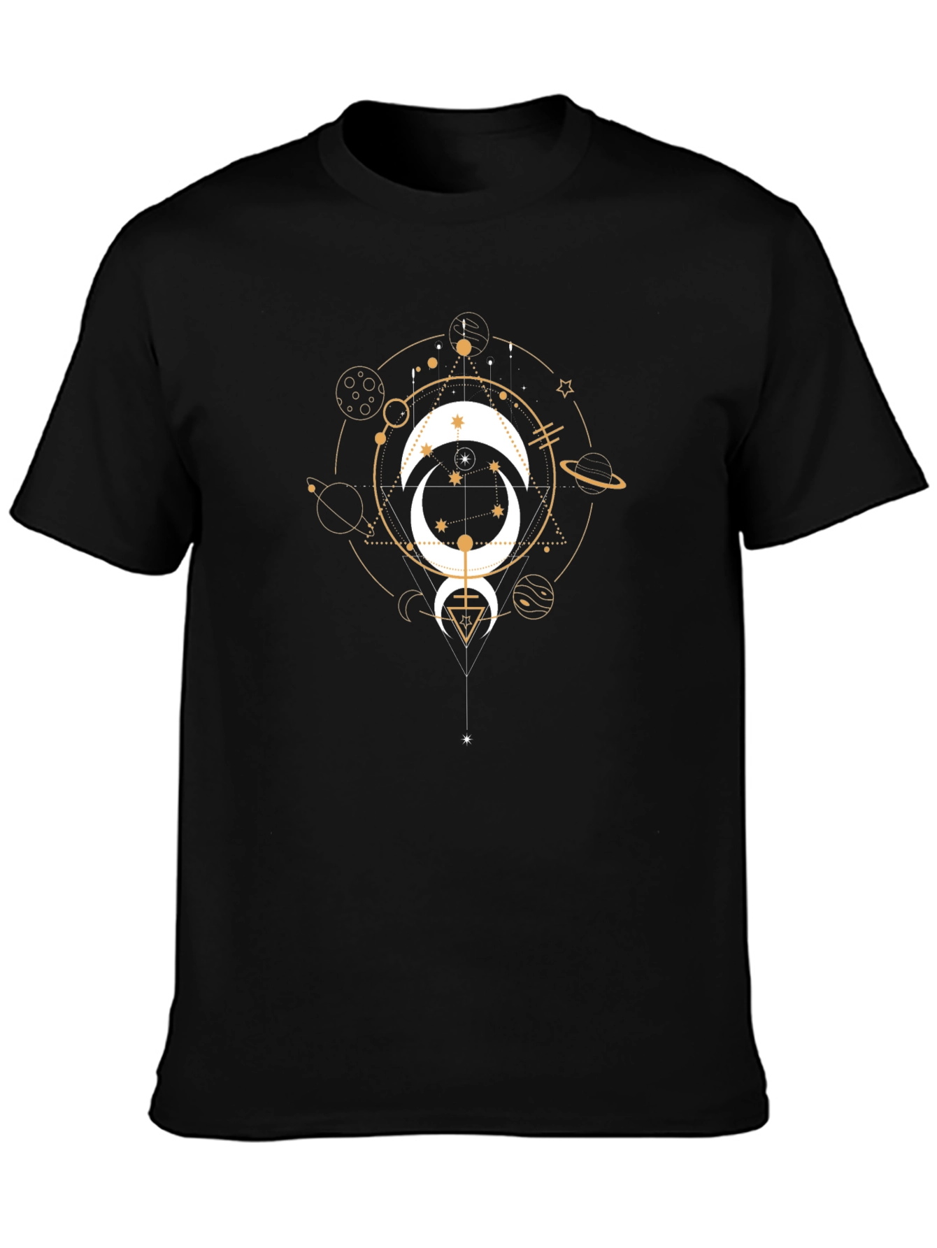 Celestial Moon Graphic Tee - Black Cotton T-Shirt