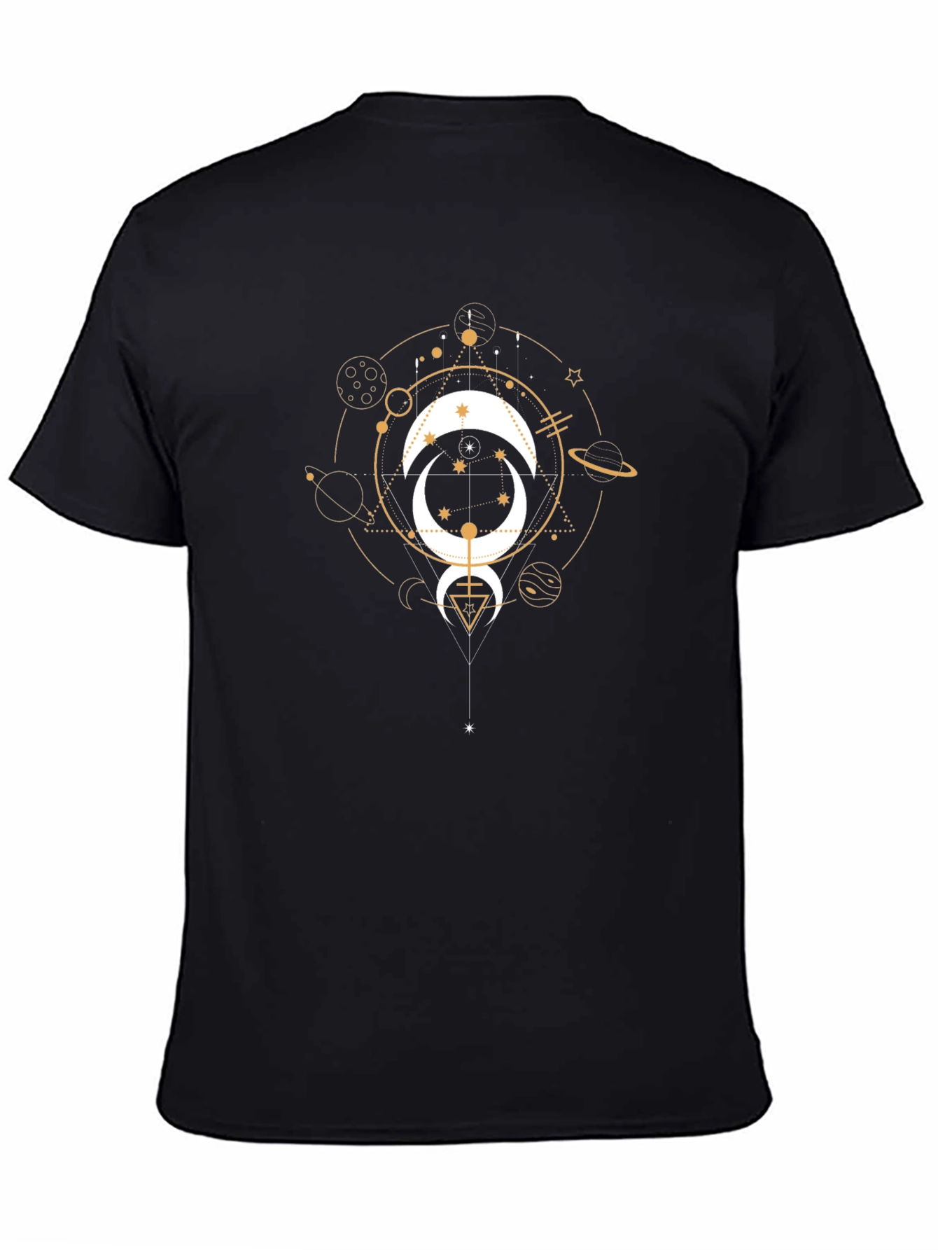 Celestial Moon Graphic Tee - Black Cotton T-Shirt