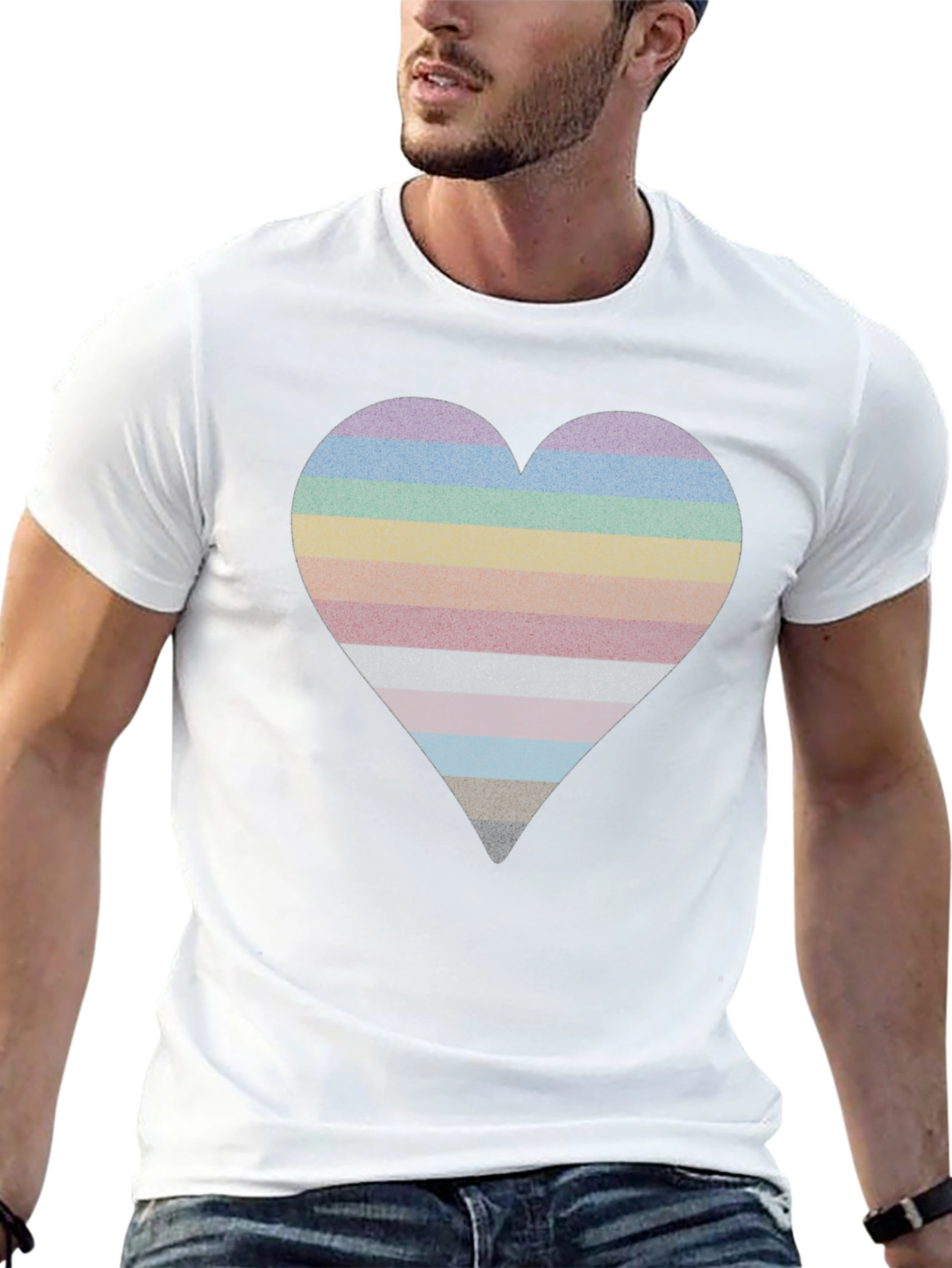 Rainbow Heart Stripe Graphic Tee