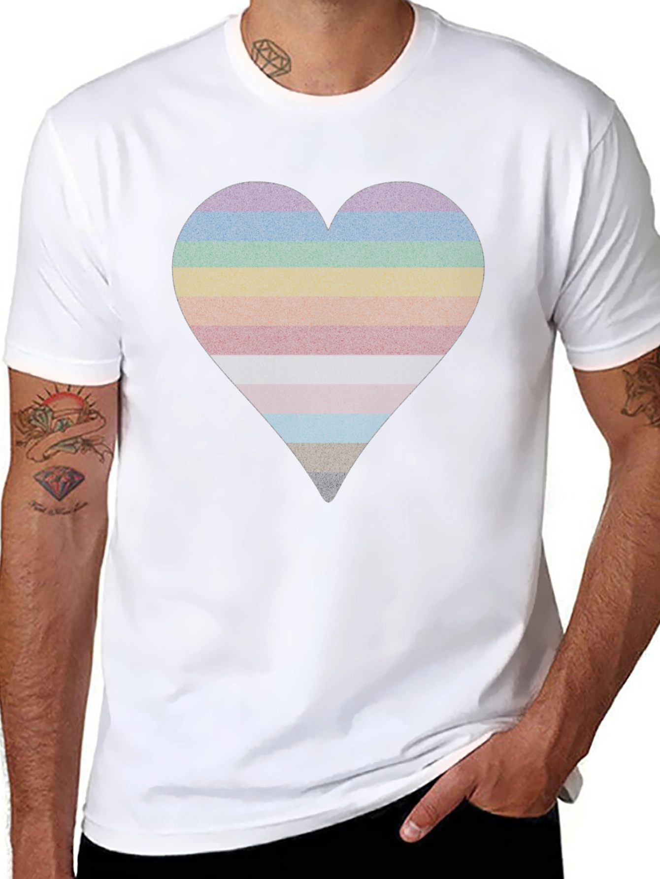 Rainbow Heart Stripe Graphic Tee