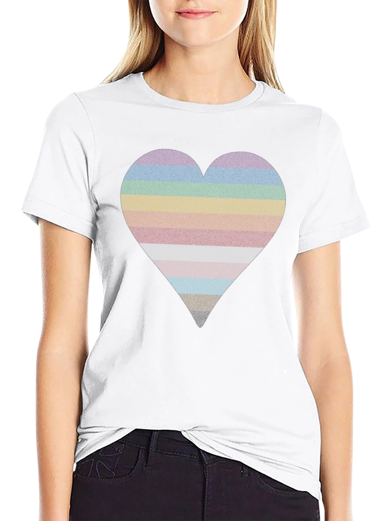 Rainbow Heart Stripe Graphic Tee