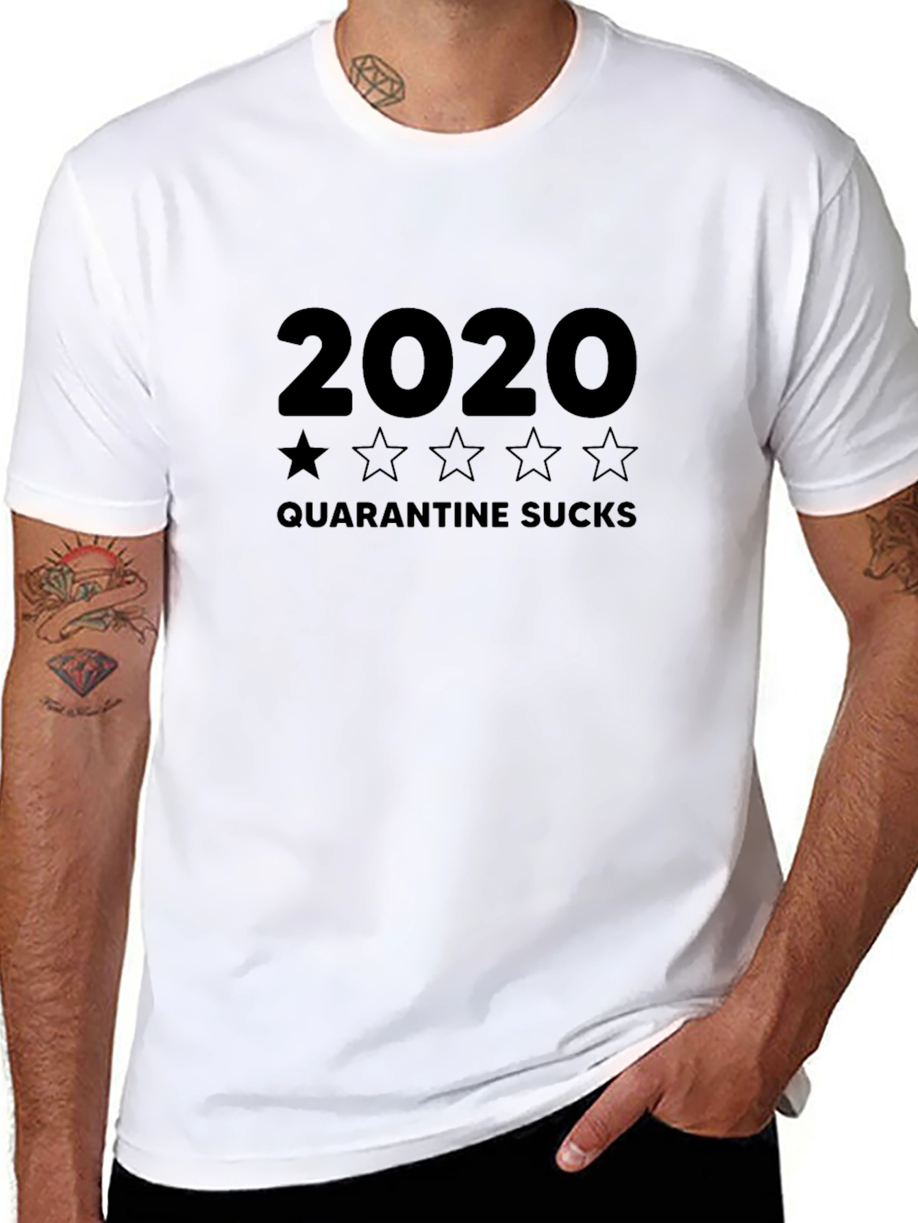 2020 Quarantine Sucks Graphic Tee - Black Cotton T-Shirt