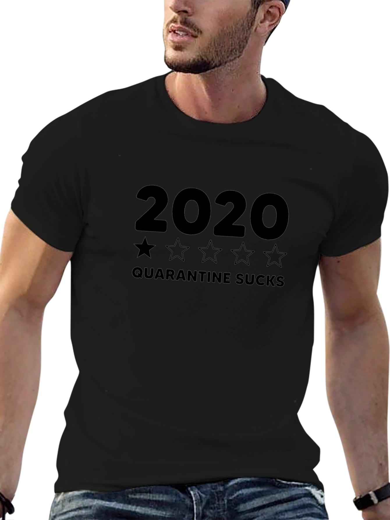 2020 Quarantine Sucks Graphic Tee - Black Cotton T-Shirt