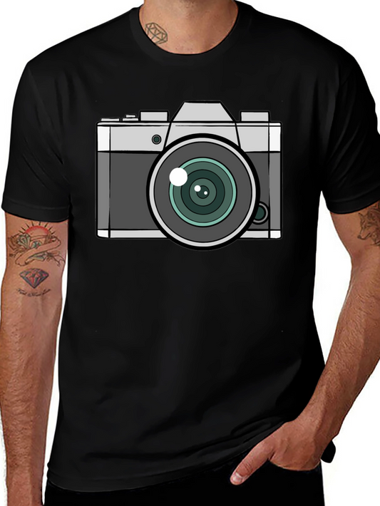 Camera Graphic T-Shirt - Black Crew Neck Tee