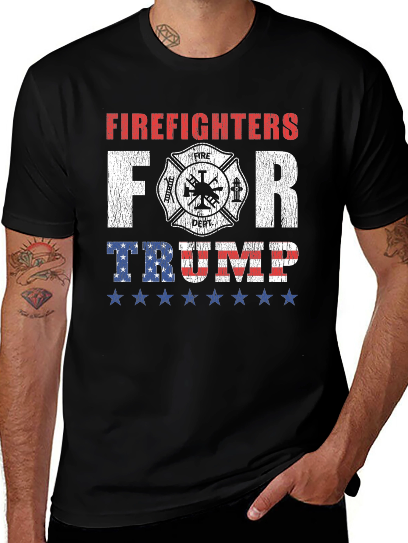 Firefighters For Trump Graphic T-Shirt