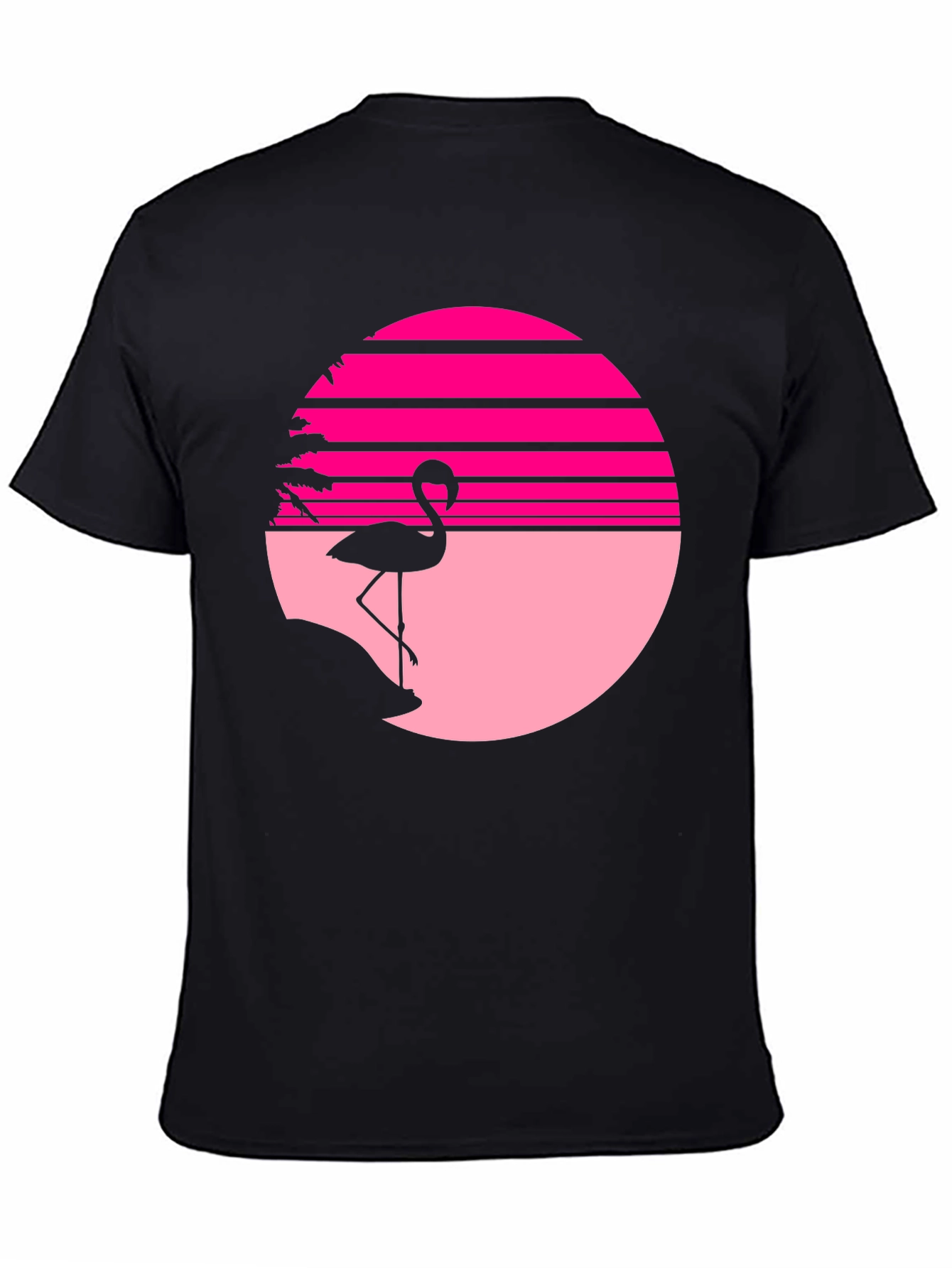 Retro Flamingo Sunset T-Shirt - Black