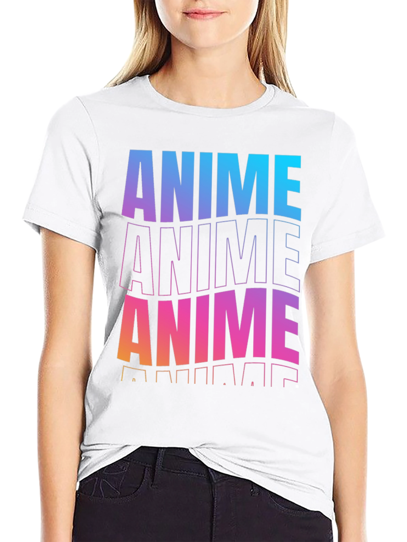 Anime Gradient Graphic Black T-Shirt