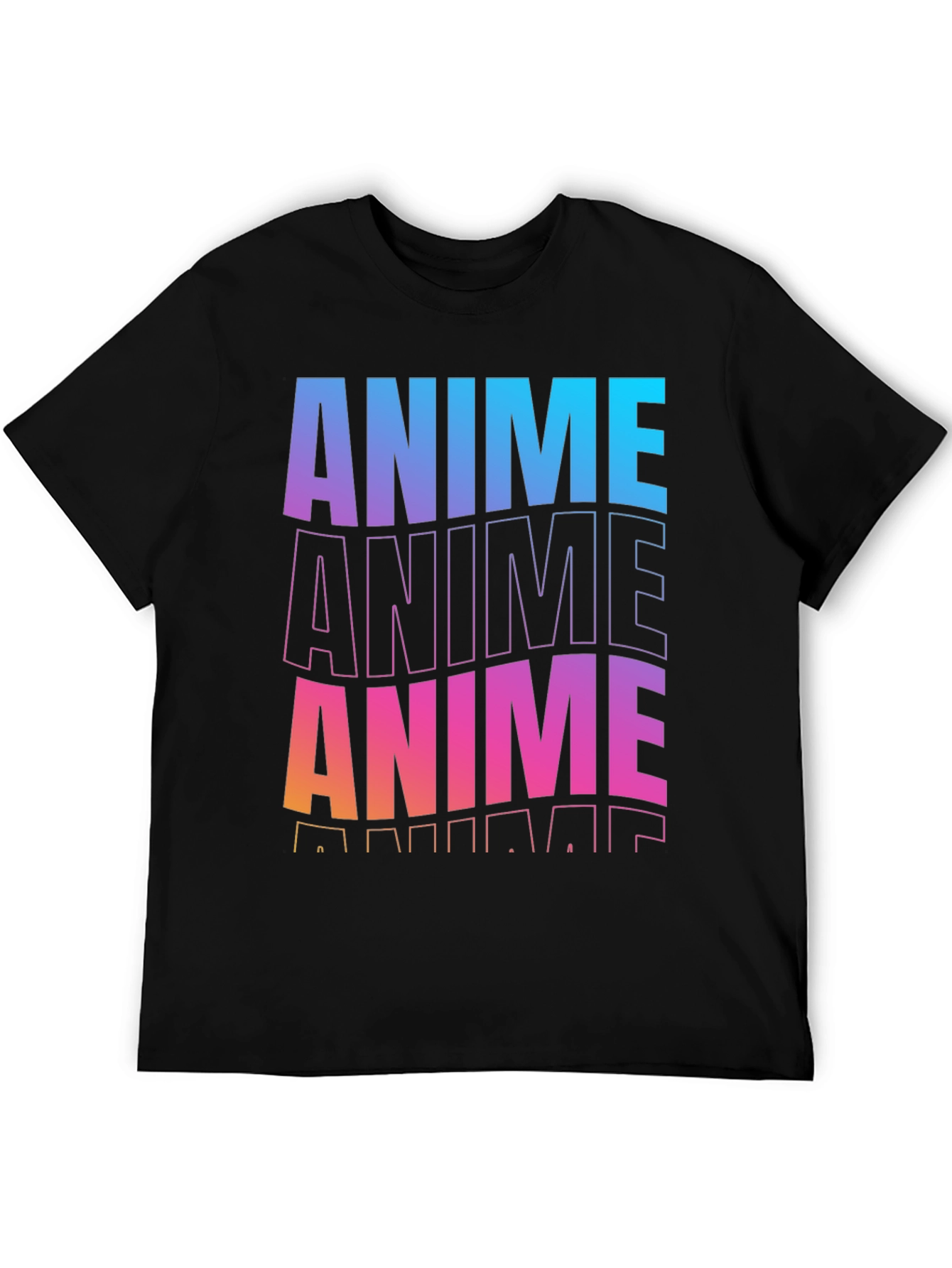 Anime Gradient Graphic Black T-Shirt