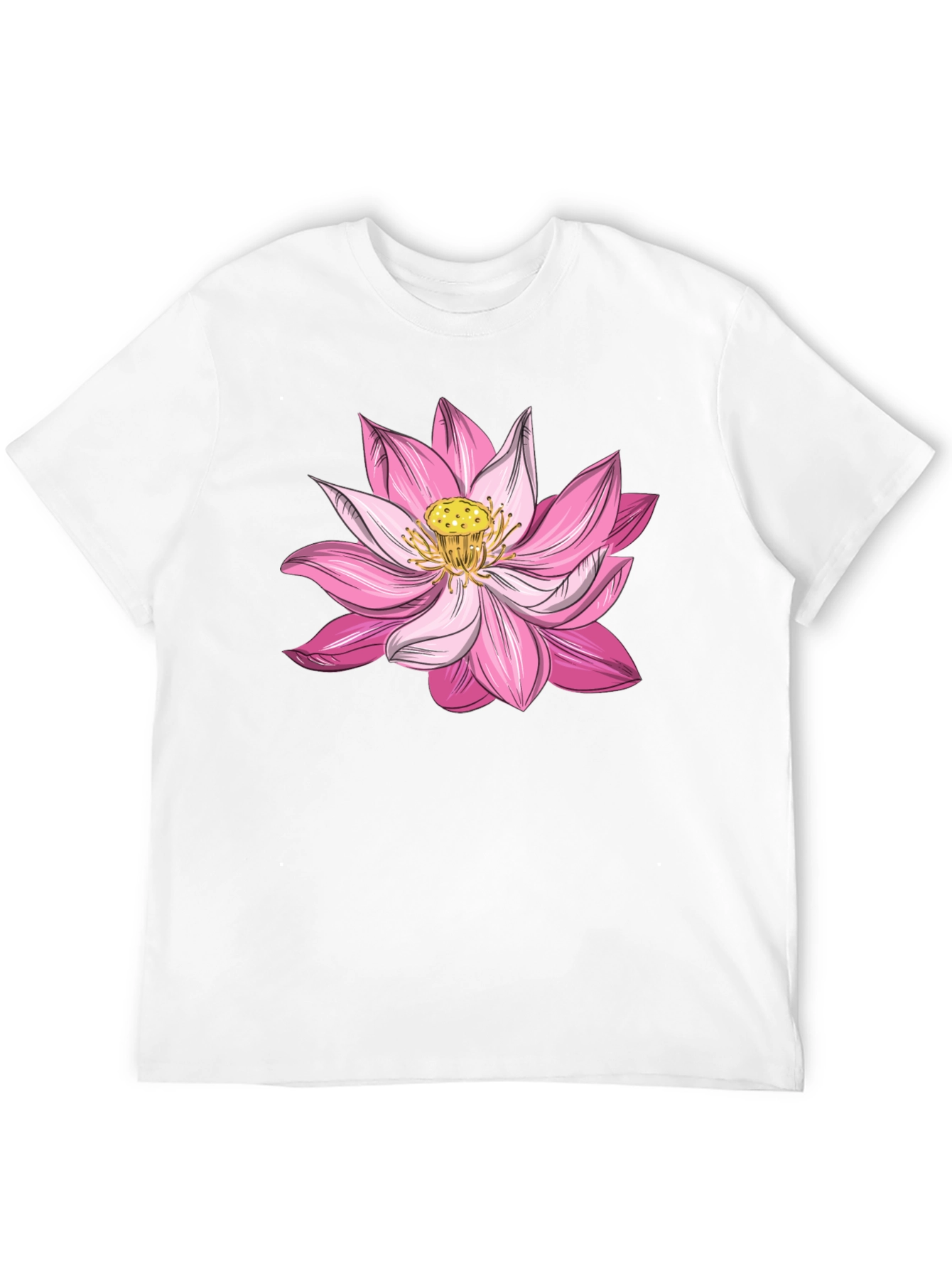 Lotus Flower Graphic Tee - Soft Black Cotton