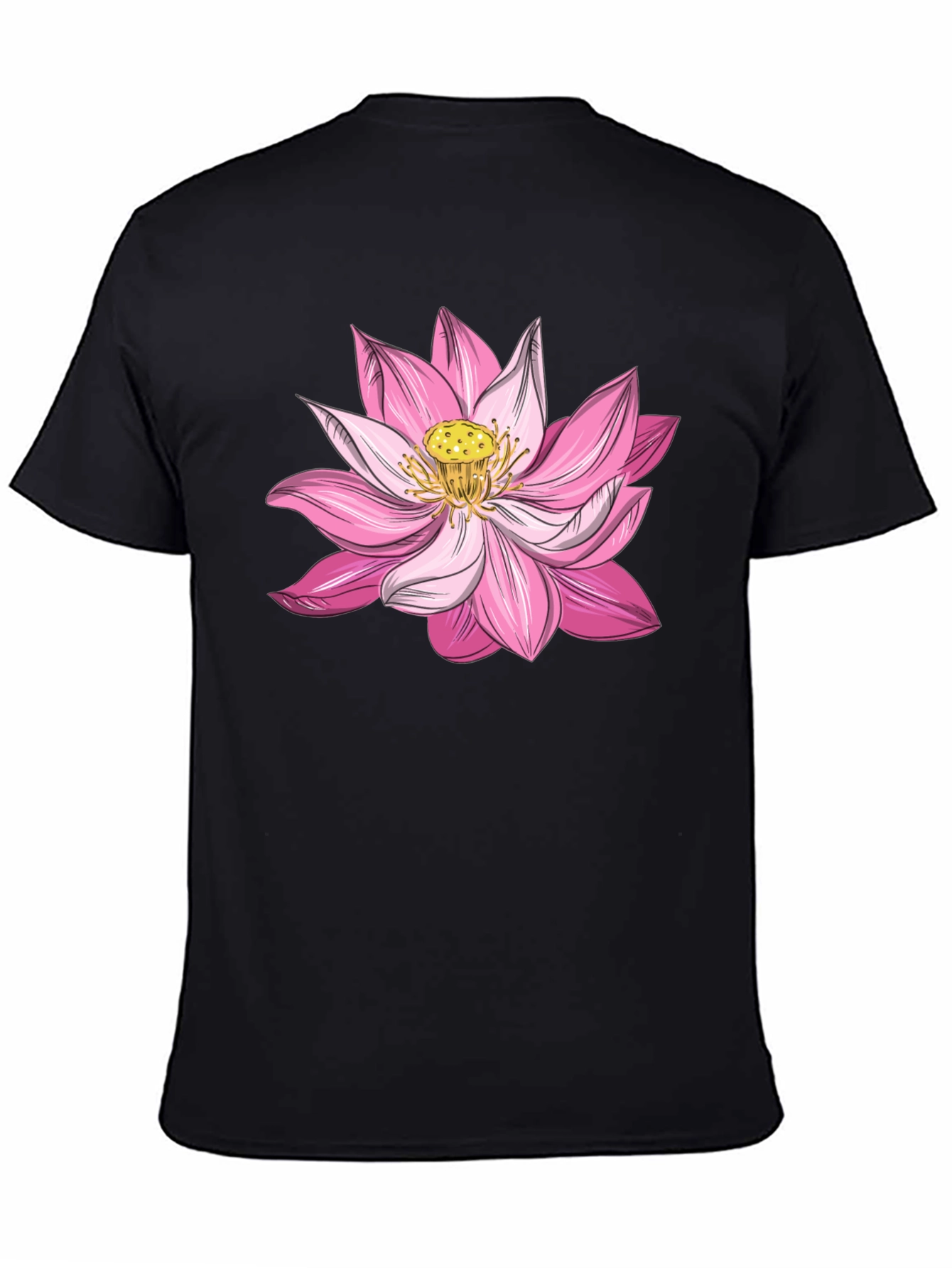 Lotus Flower Graphic Tee - Soft Black Cotton