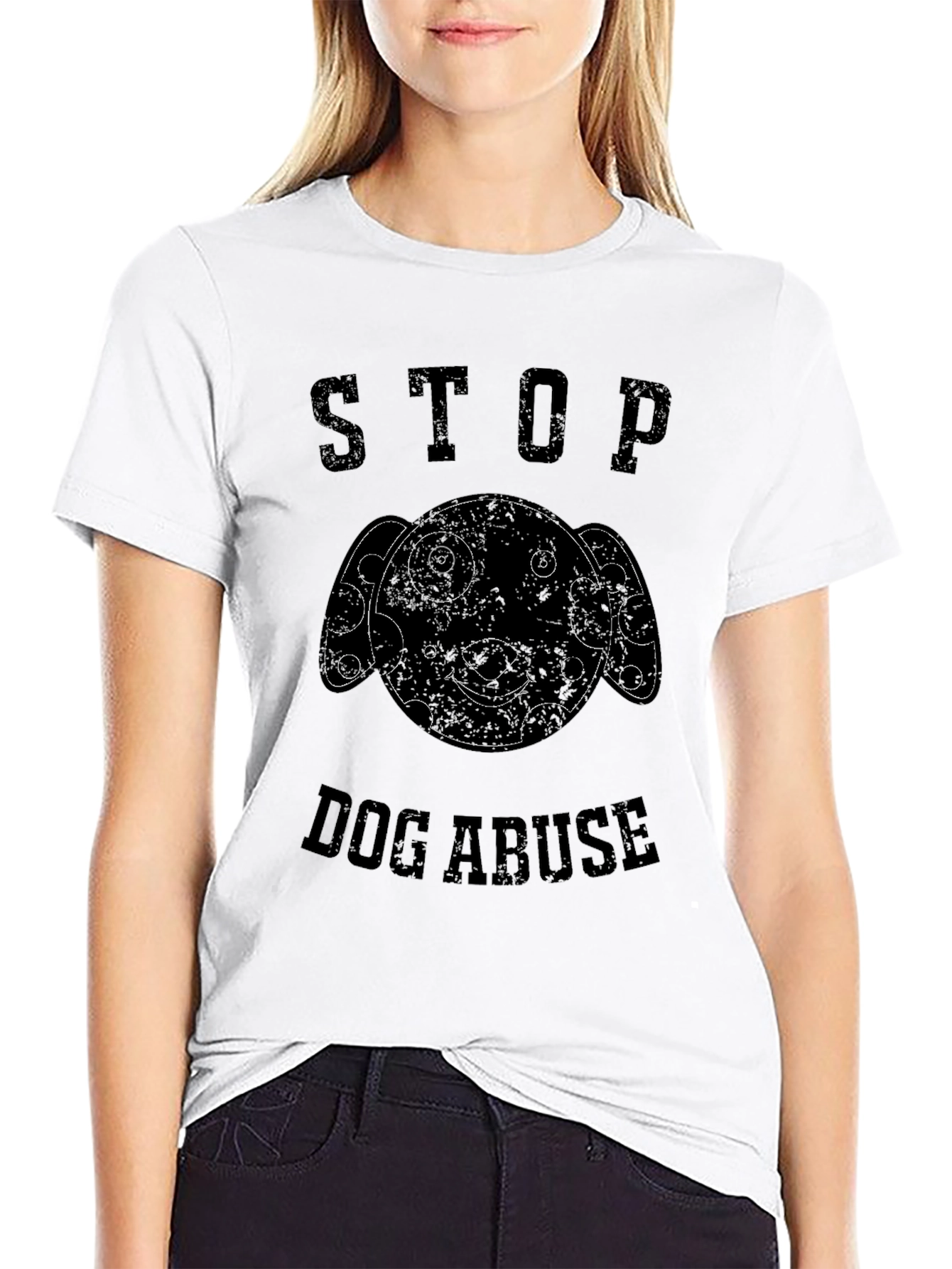 Stop Dog Abuse Graphic Print Tee
