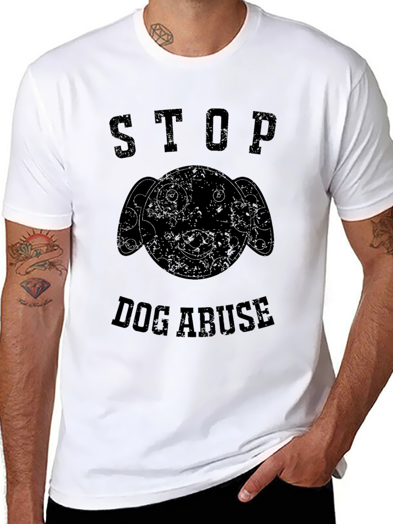 Stop Dog Abuse Graphic Print Tee