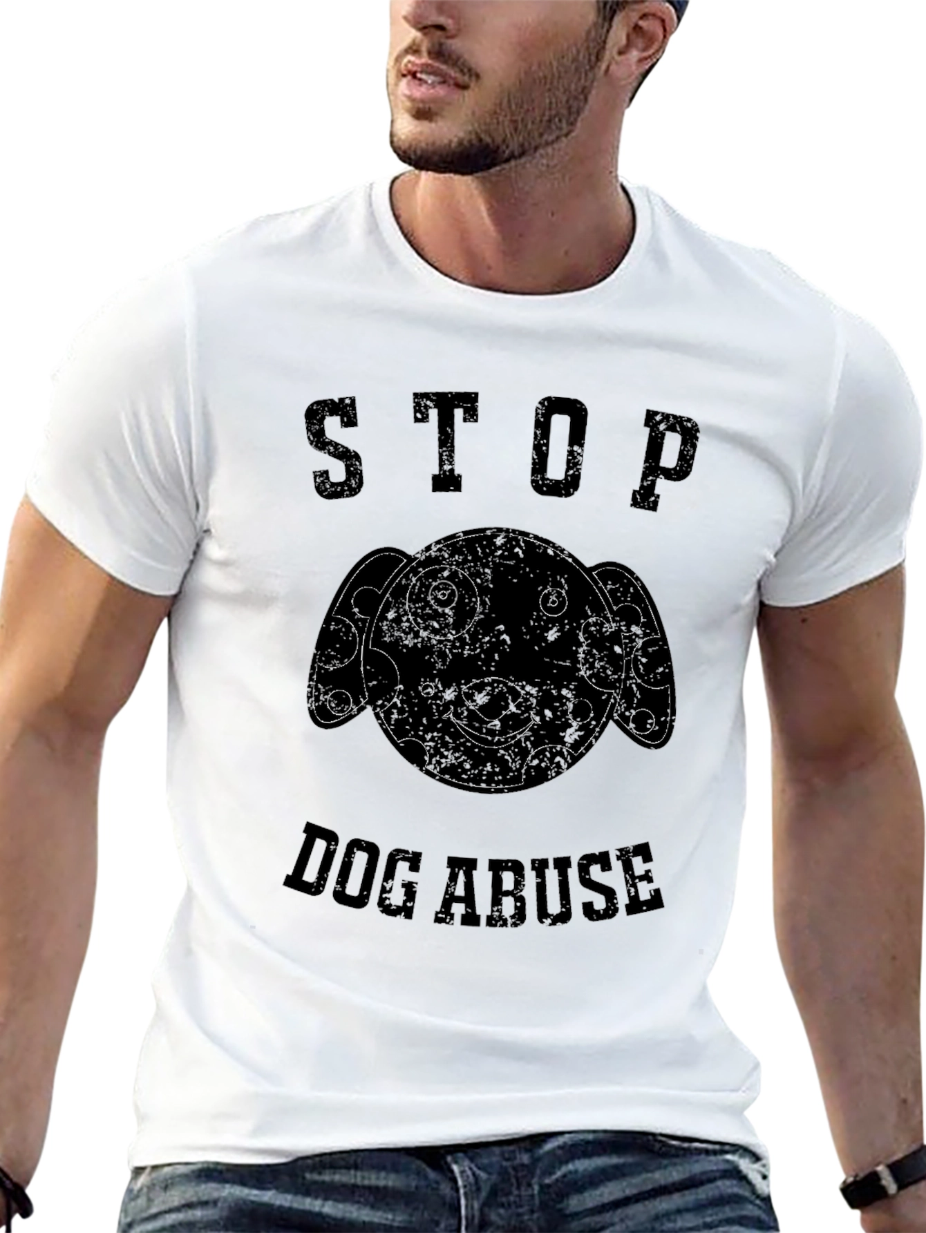 Stop Dog Abuse Graphic Print Tee