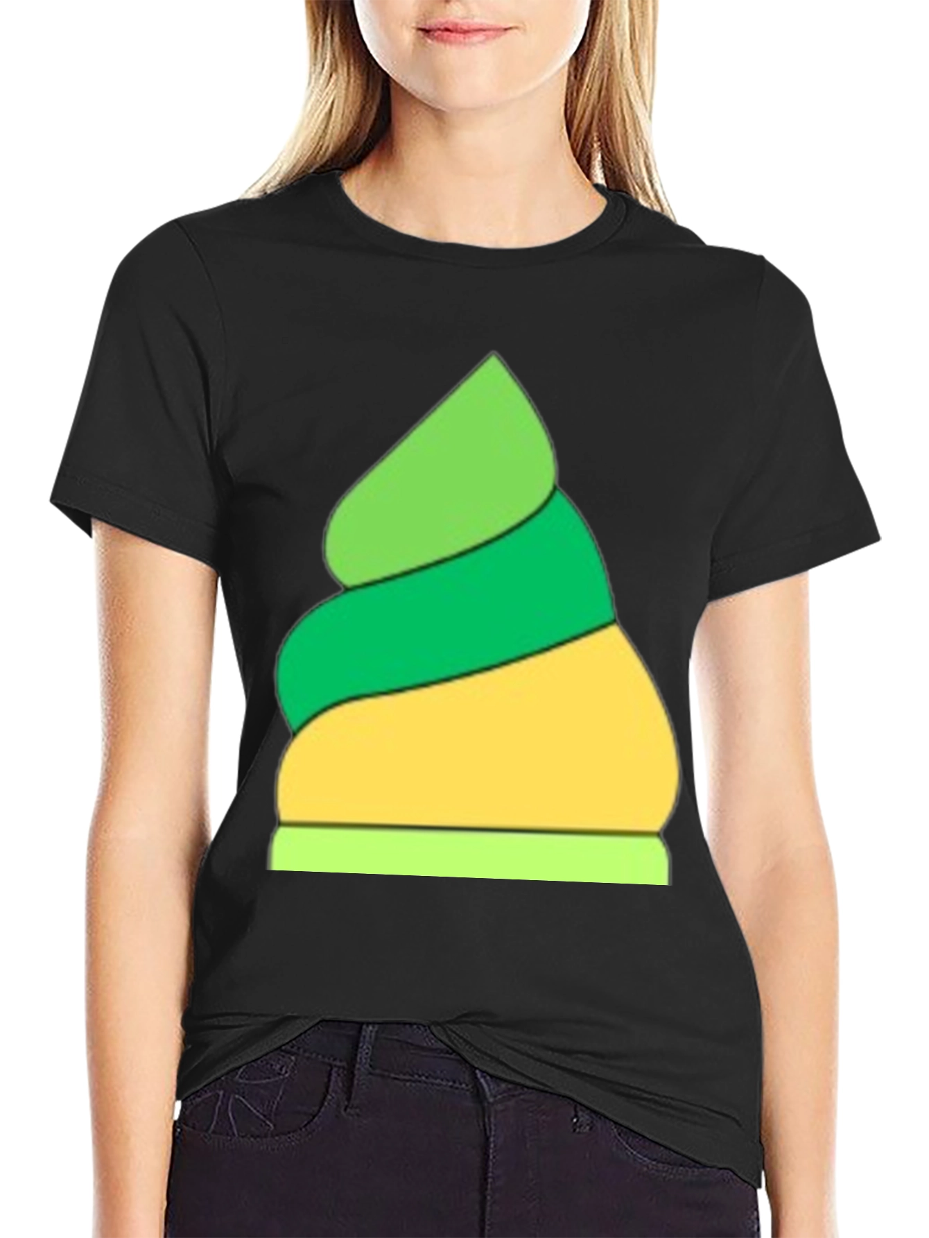 Emoji Ice Cream Graphic Tee - Black