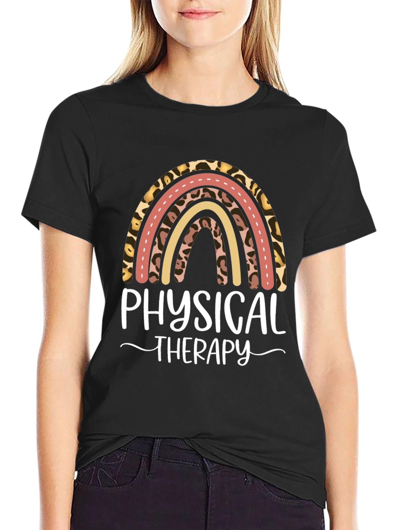 Physical Therapy Leopard Rainbow T-Shirt
