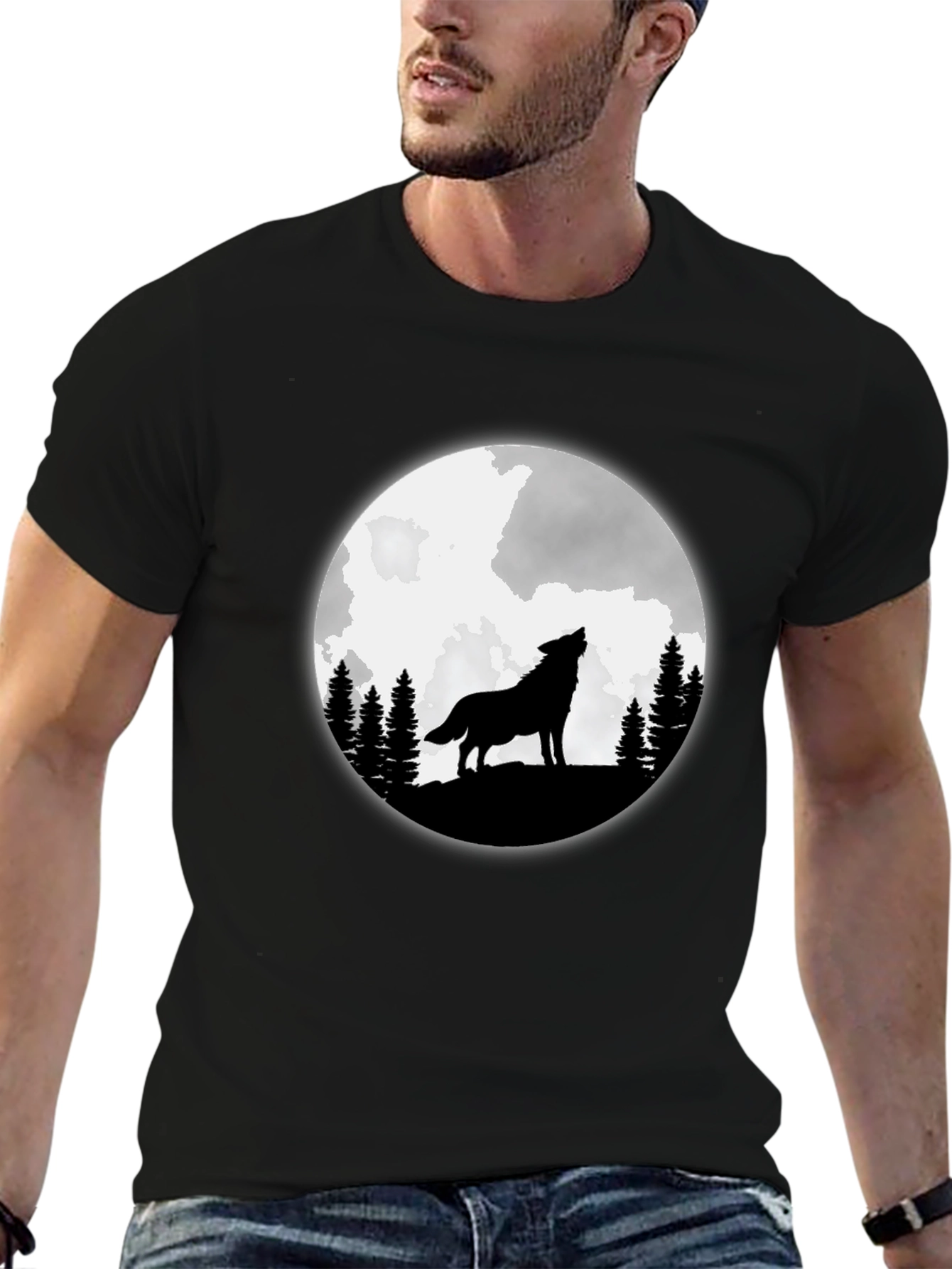 Wolf Moon Graphic T-Shirt - Black