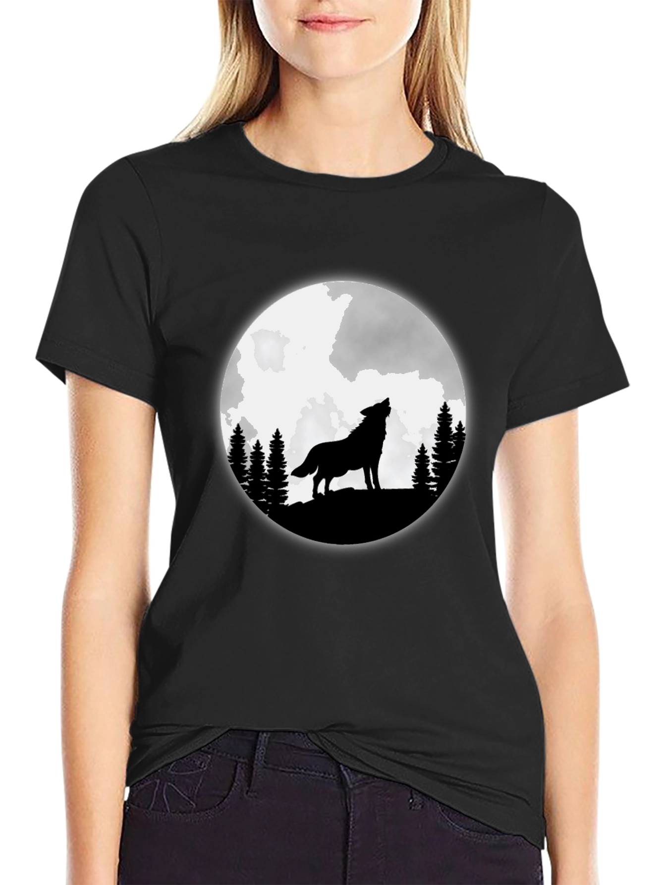 Wolf Moon Graphic T-Shirt - Black