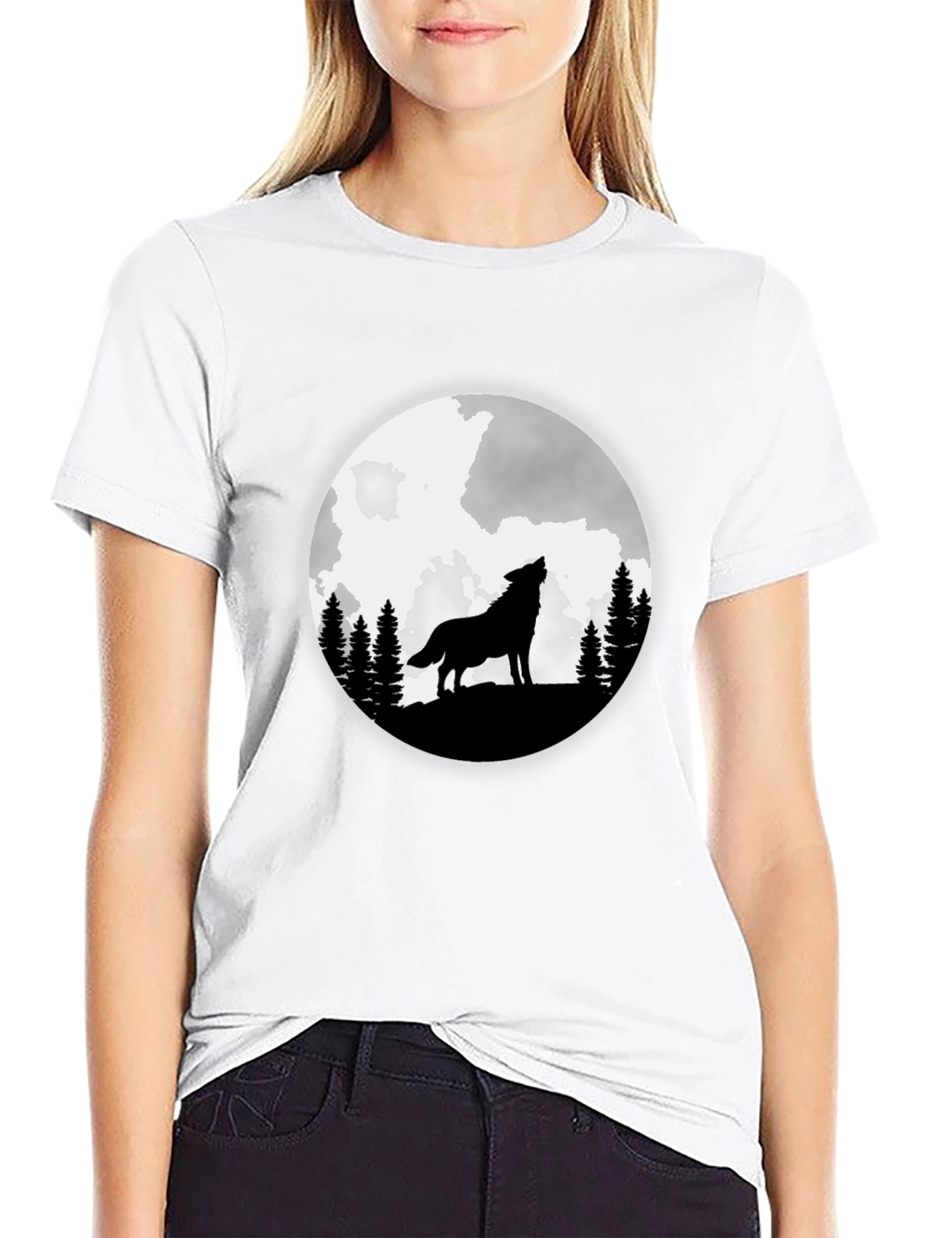 Wolf Moon Graphic T-Shirt - Black
