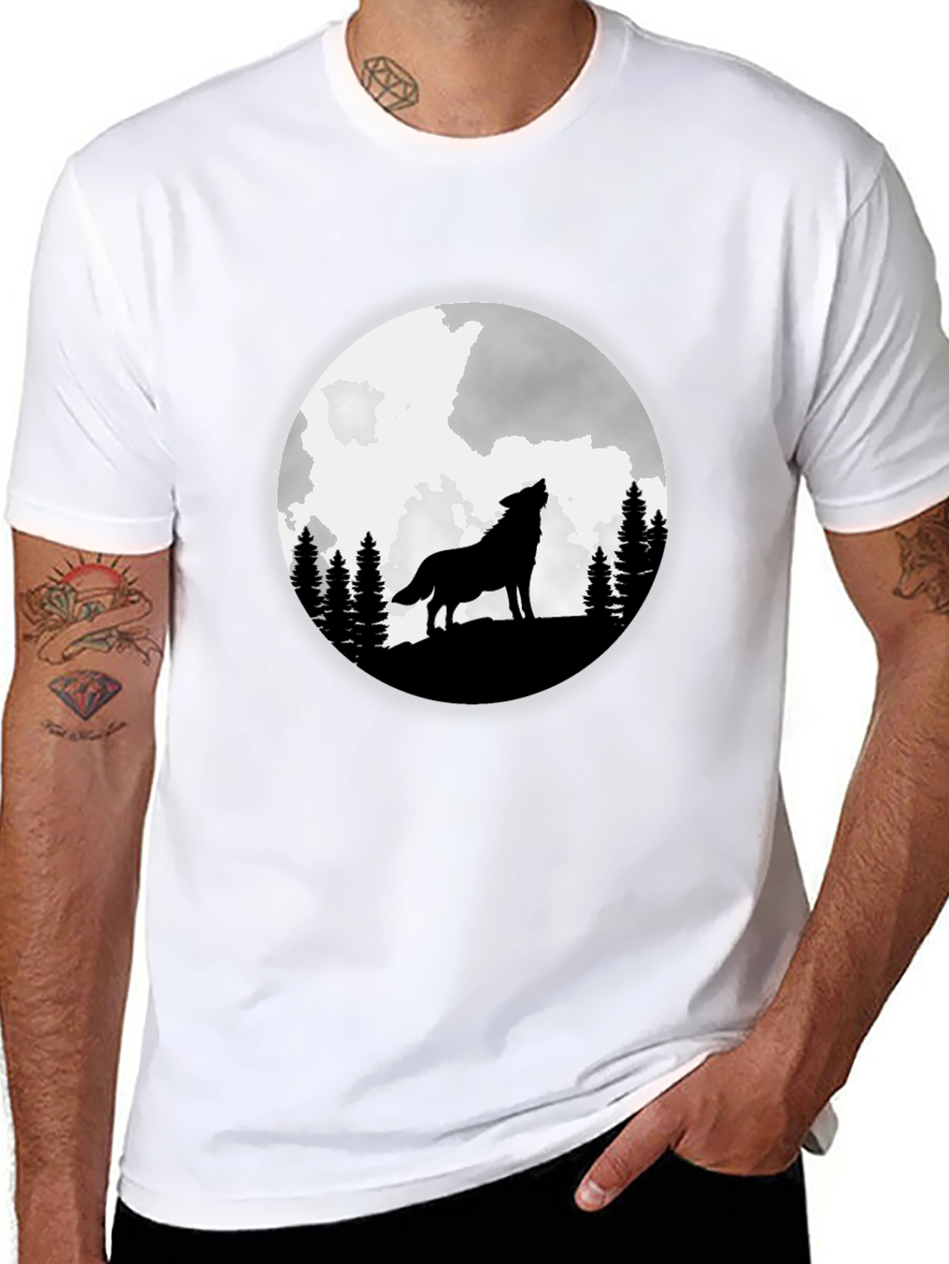 Wolf Moon Graphic T-Shirt - Black