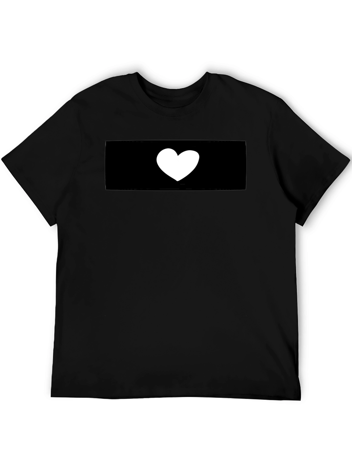 Black T-Shirt with White Heart Graphic