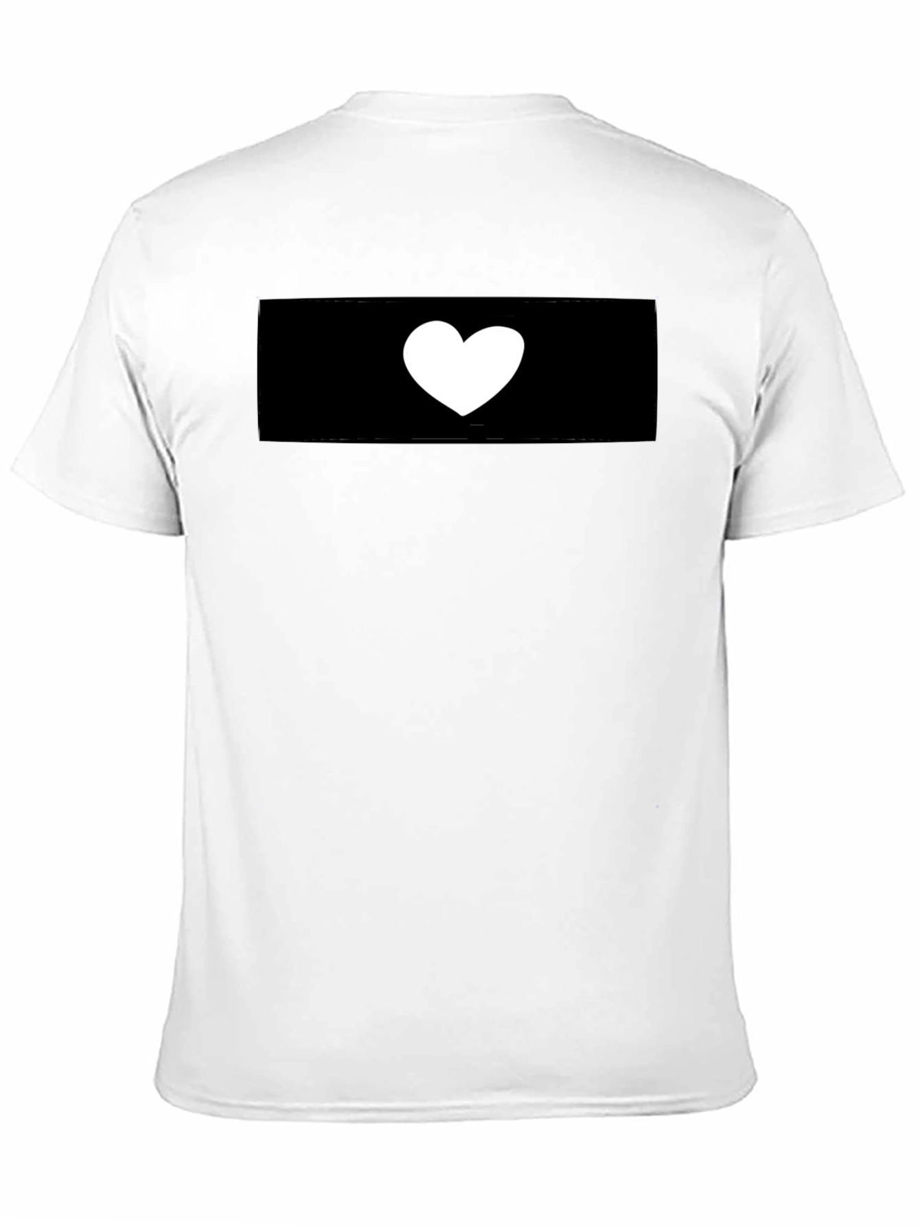 Black T-Shirt with White Heart Graphic