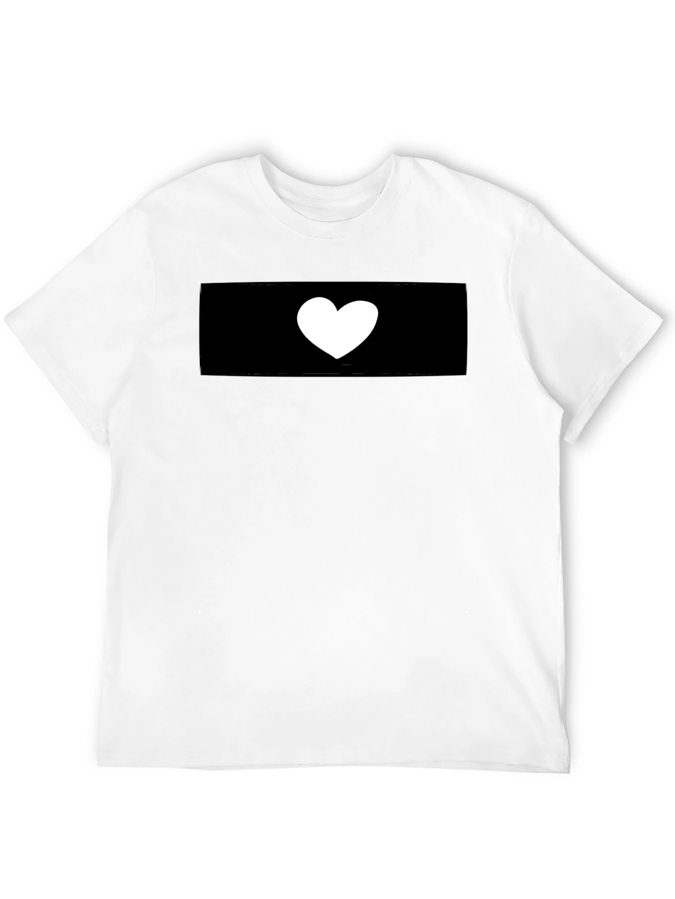 Black T-Shirt with White Heart Graphic